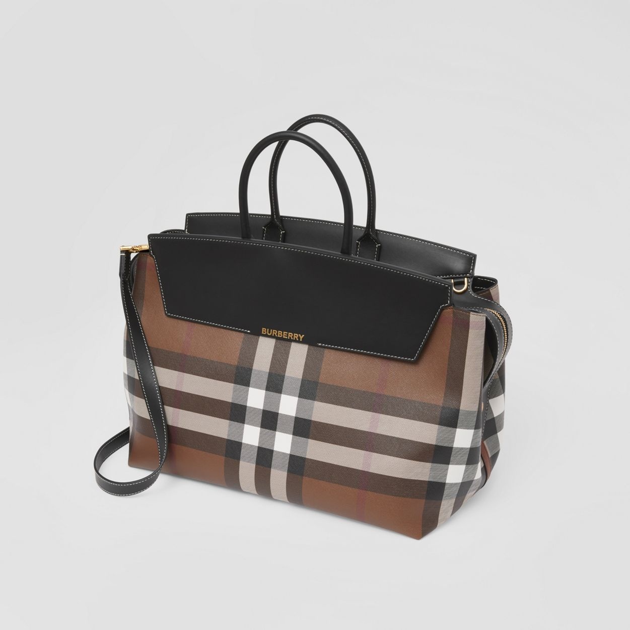Check and Leather Large Catherine Bag - 4