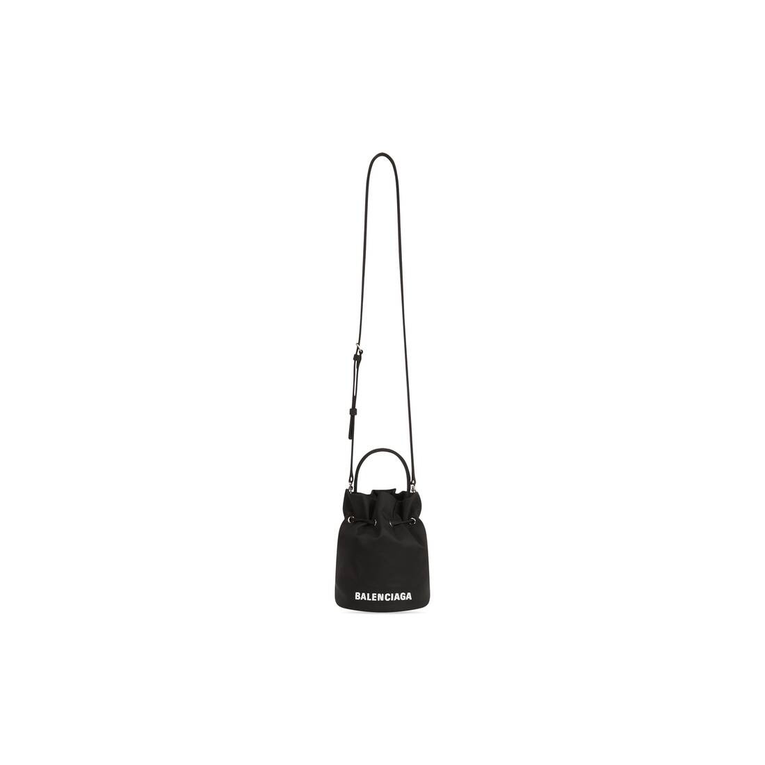 BALENCIAGA, 'Wheel' logo print drawstring nylon bucket bag, Women