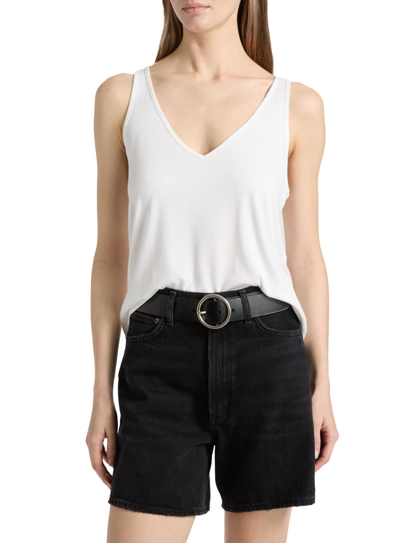 Women's Slim V-Neck Tank - Vintage White 3