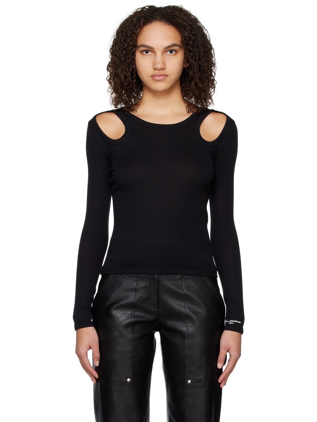 Black Cut Out Long Sleeve T-Shirt - 1