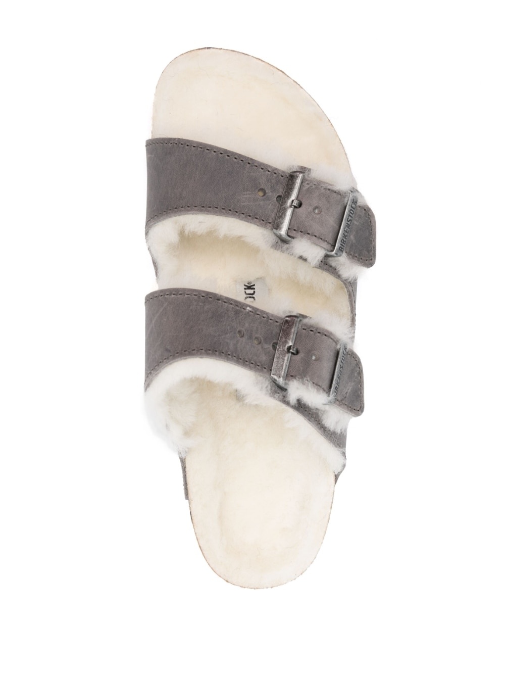 shearling-lined double-strap slides - 4