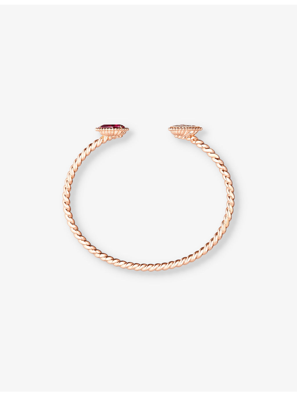 Serpent Bohème 18ct pink-gold, 0.32ct brilliant-cut diamond and 2.56ct rhodolite bangle bracelet - 2