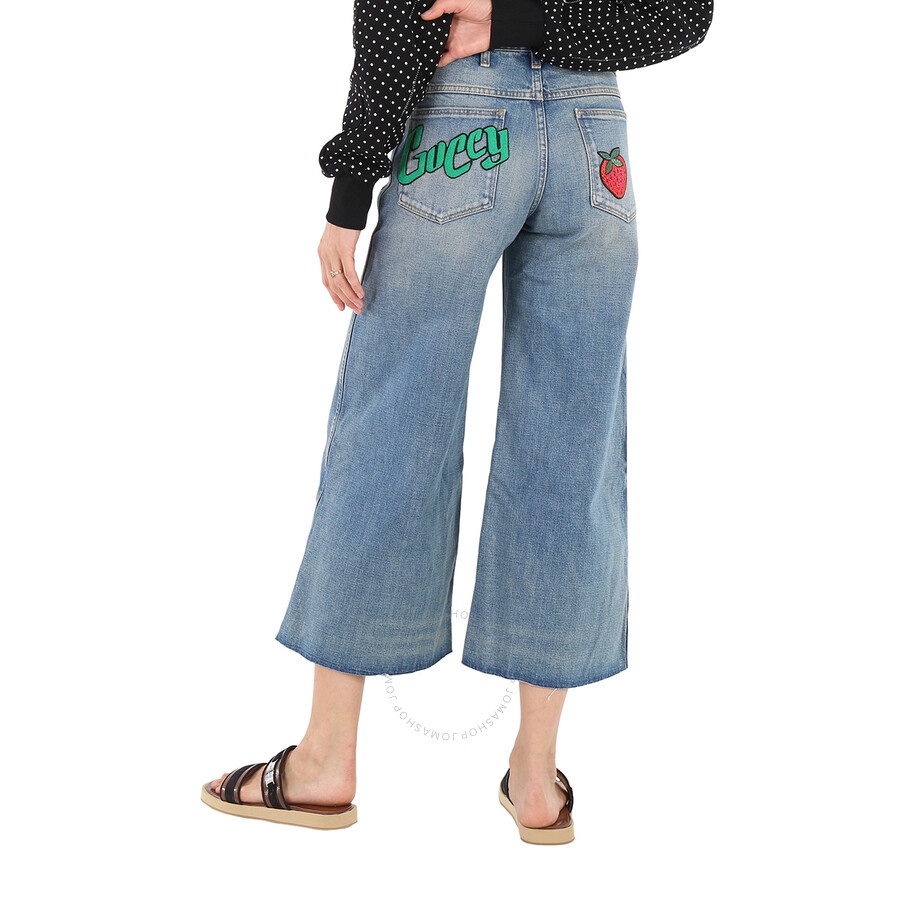 Gucci Ladies Blue Denim Pants With Patches - 6