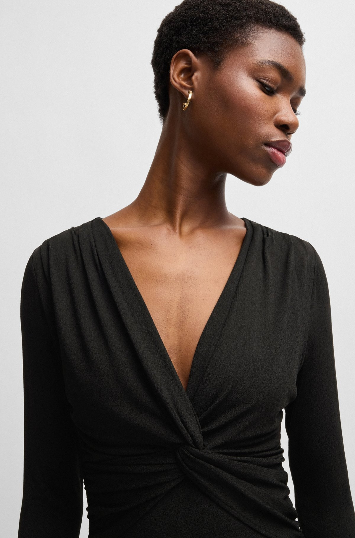 TWIST-FRONT DRESS IN STRETCH CREPE - 4