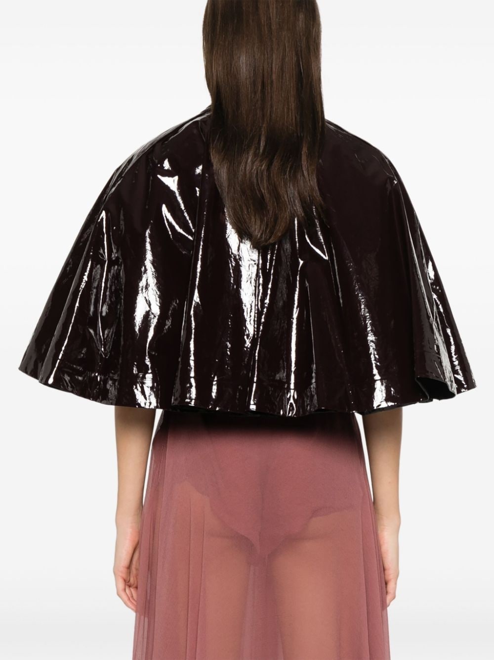 lacquered-finish cotton cape - 4