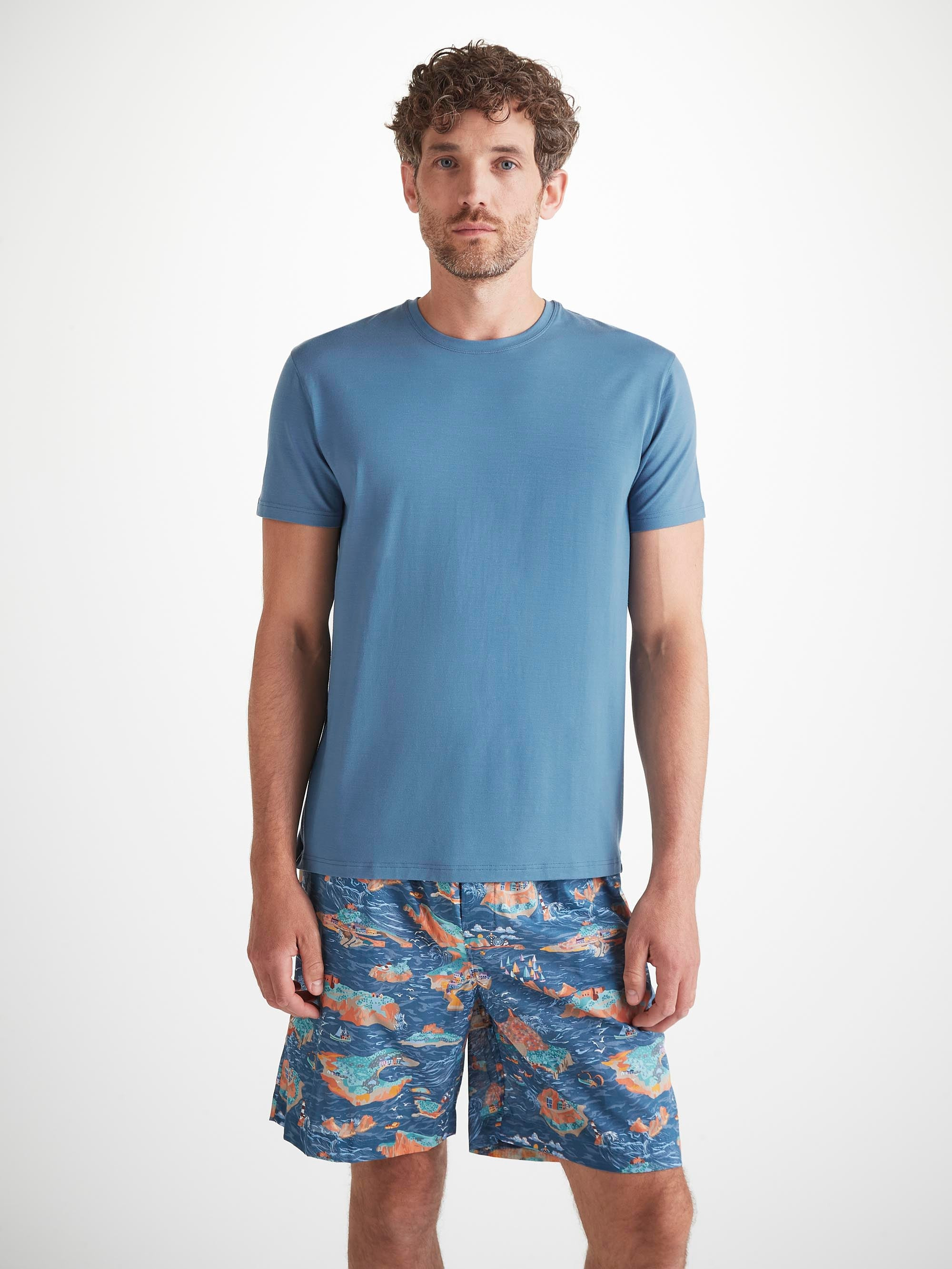 Men's T-Shirt Basel Micro Modal Stretch Steel Blue - 5