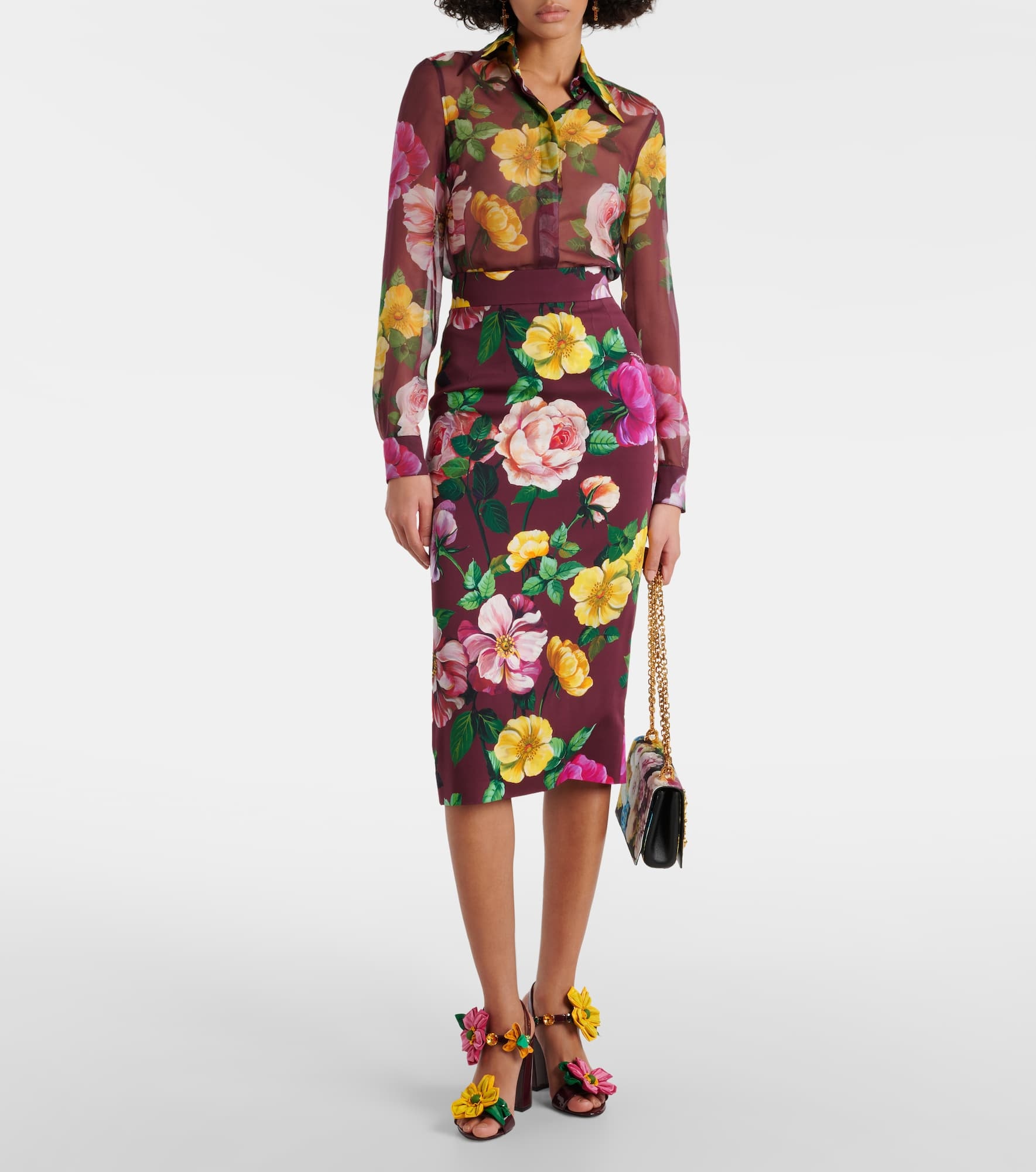 Printed silk chiffon blouse - 2