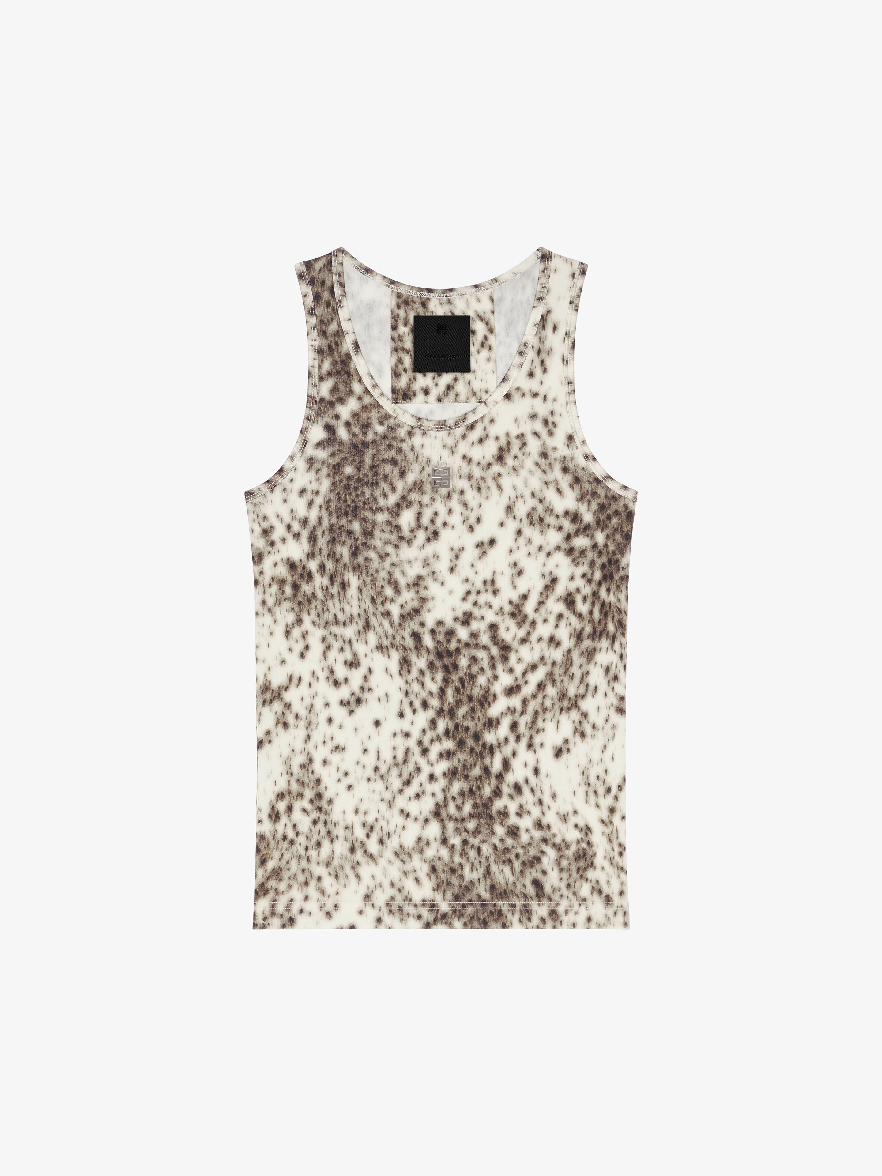 SLIM FIT TANK TOP IN JERSEY WITH SNOW LEOPARD PRINT - 1