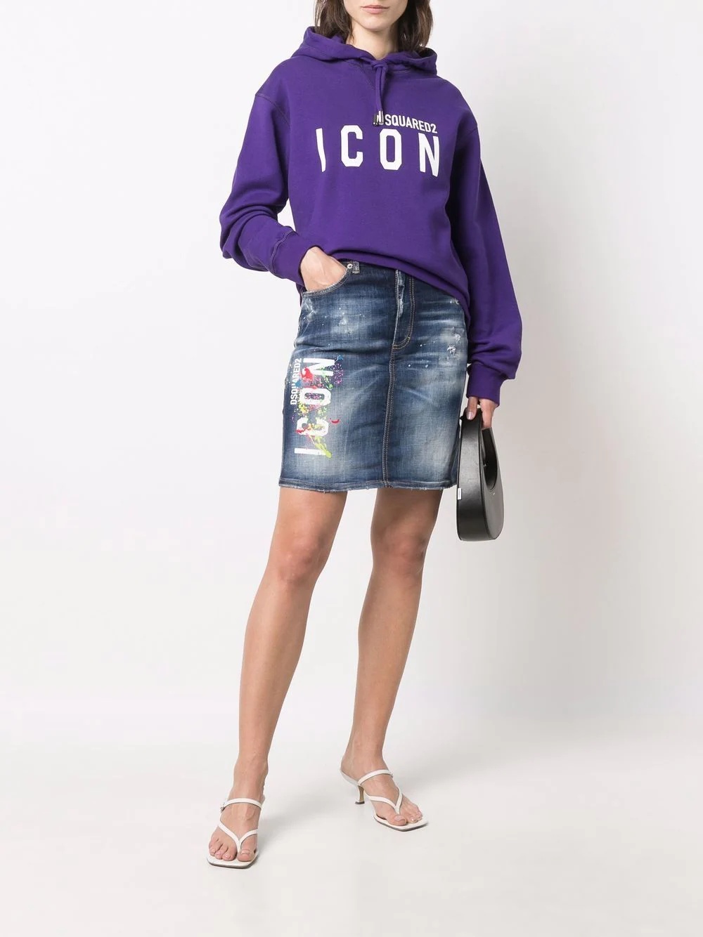 Icon-print denim skirt - 2