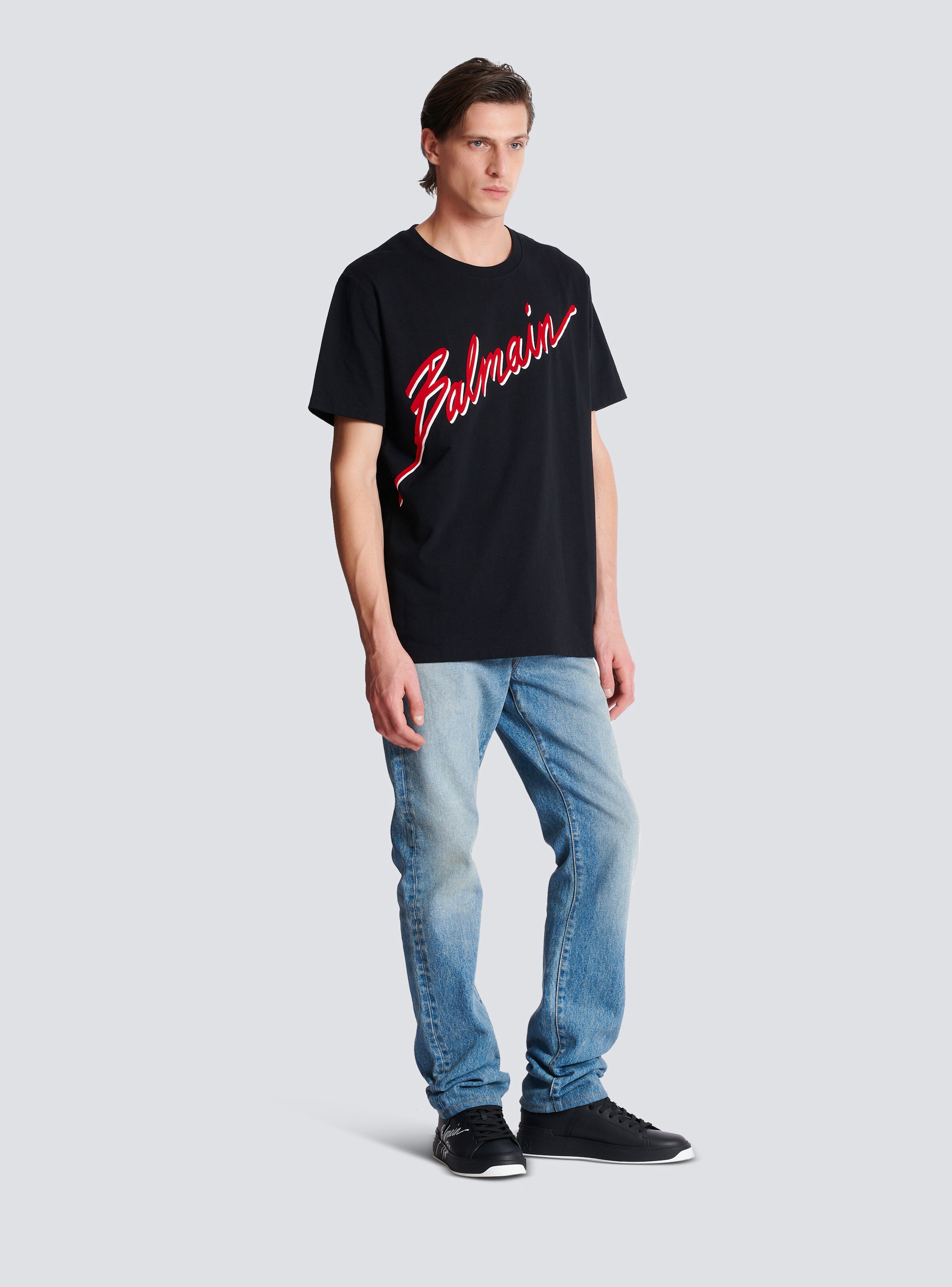 T-shirt with flocked Balmain Letter logo - 3
