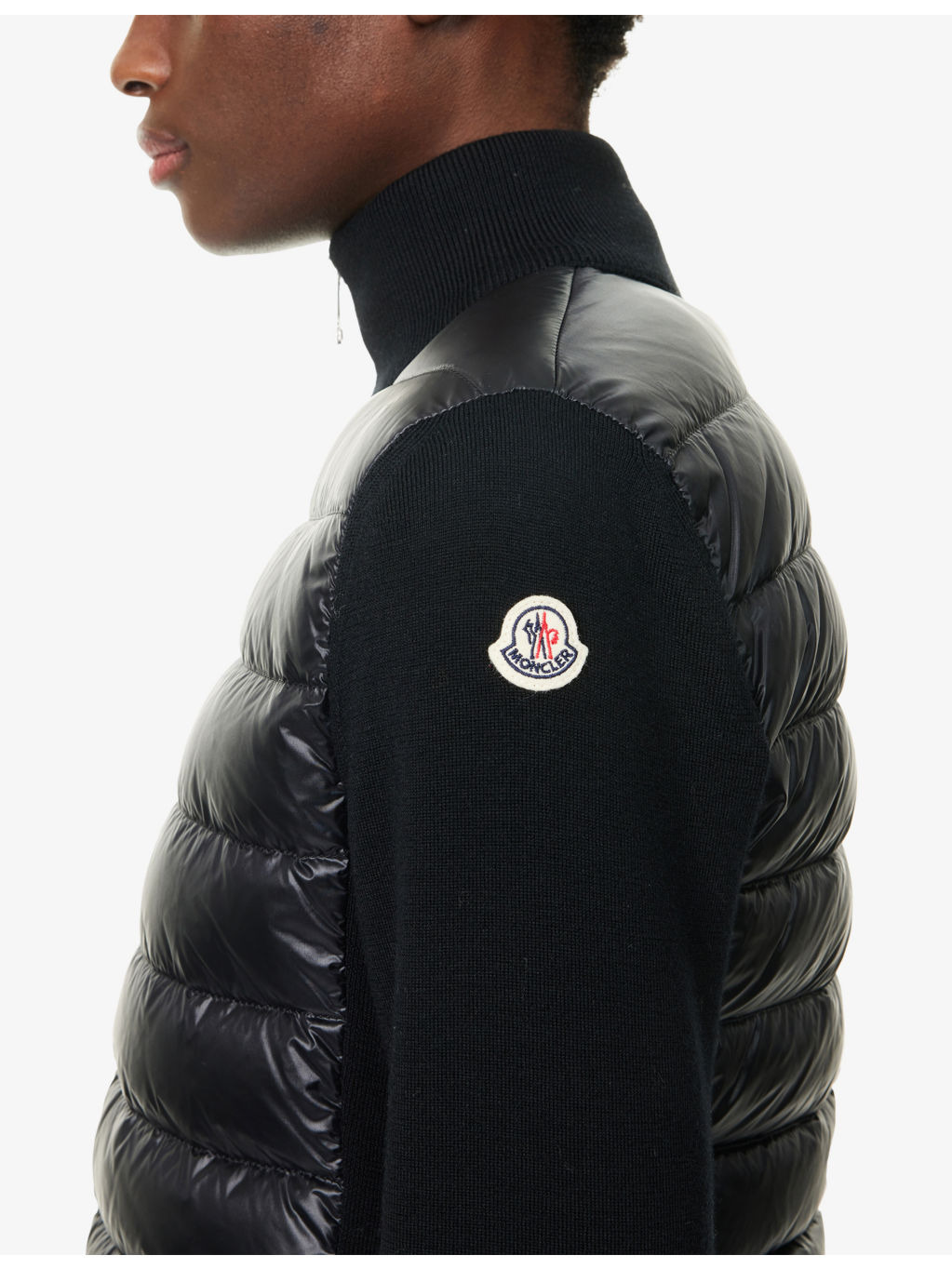 Hybrid Logo-Badge Nylon and Wool Cardigan - 5