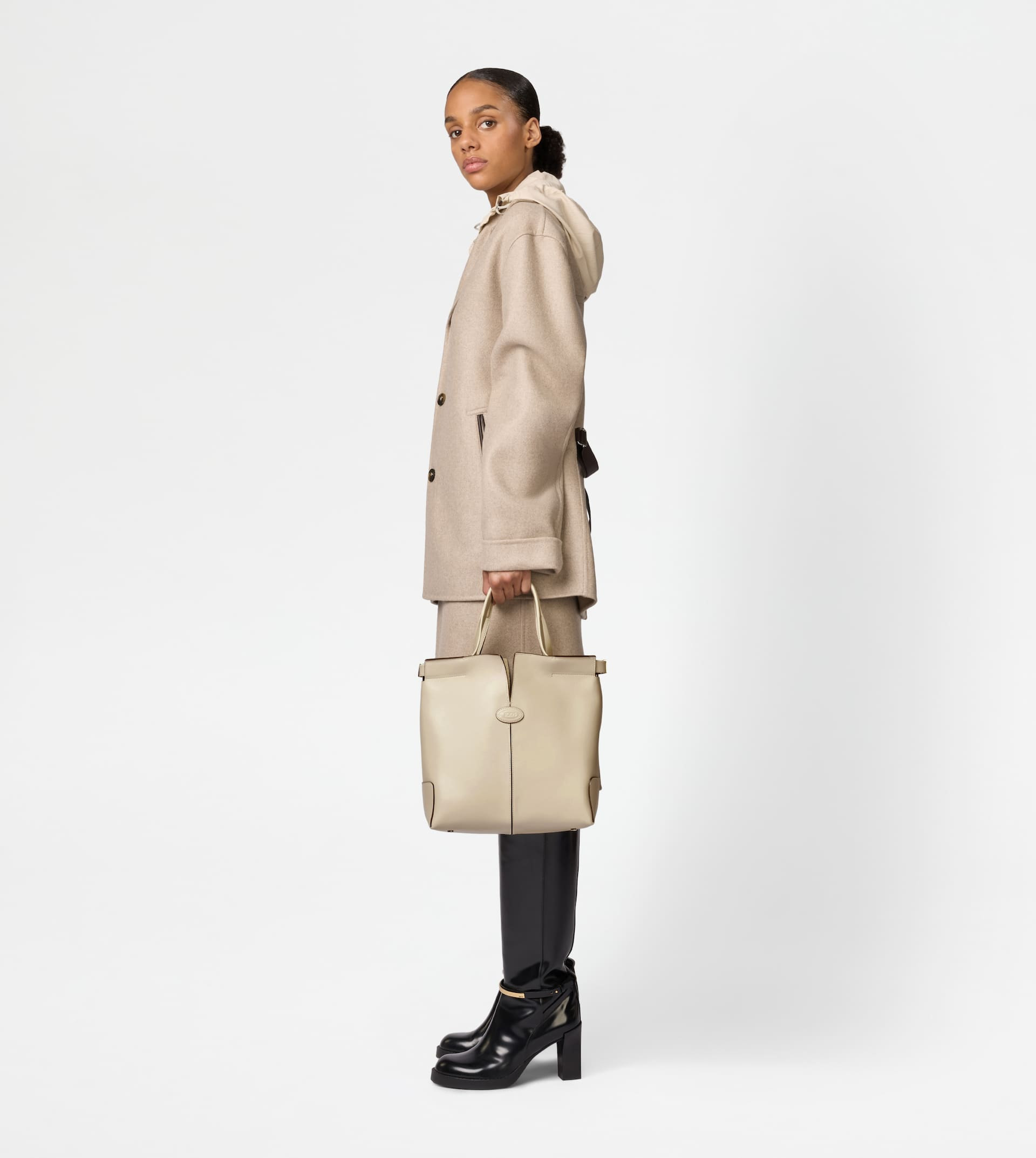 TOD'S DI BAG FOLIO IN LEATHER SMALL - OFF WHITE - 8