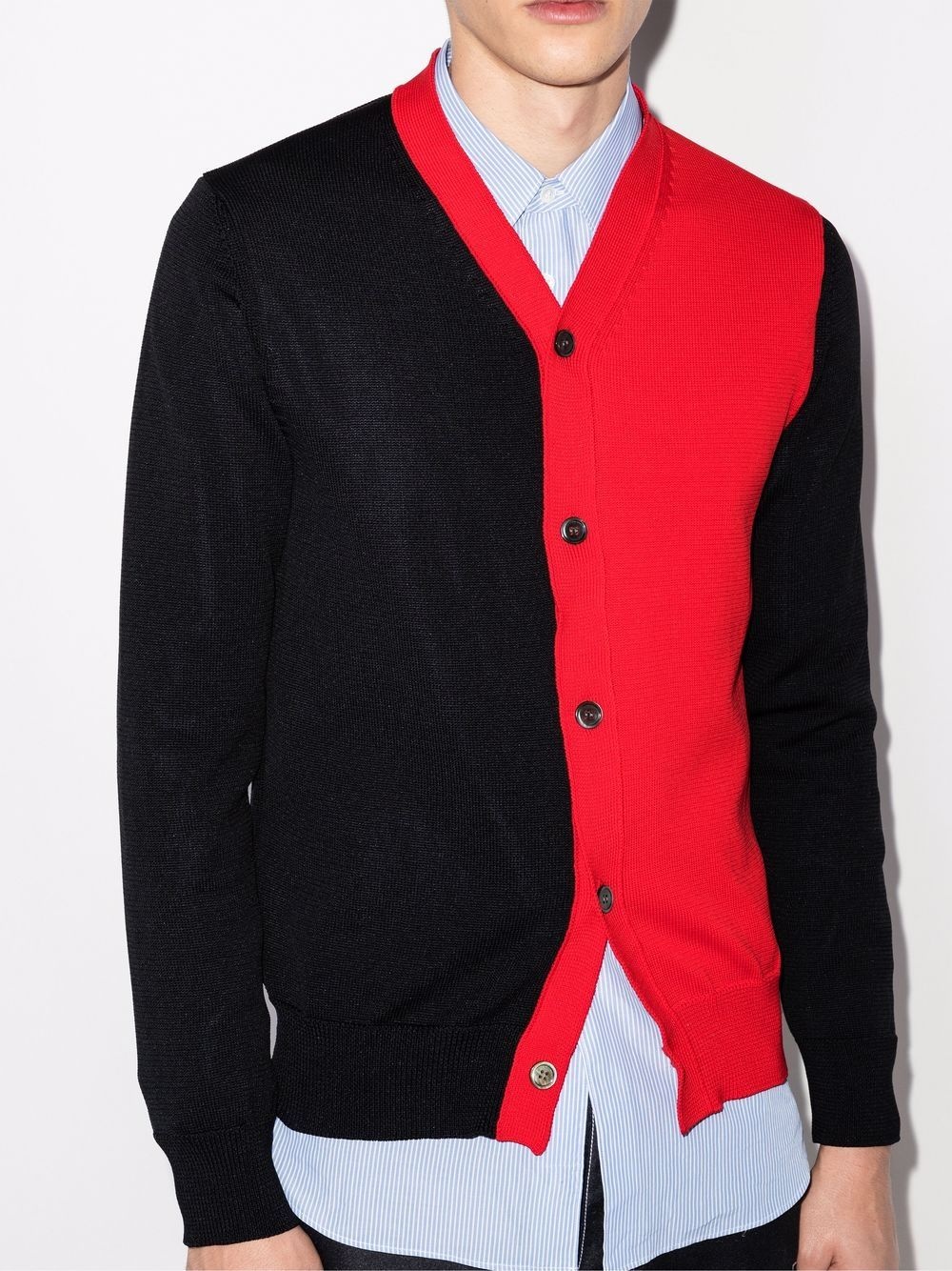 colour-block V-neck cardigan - 2