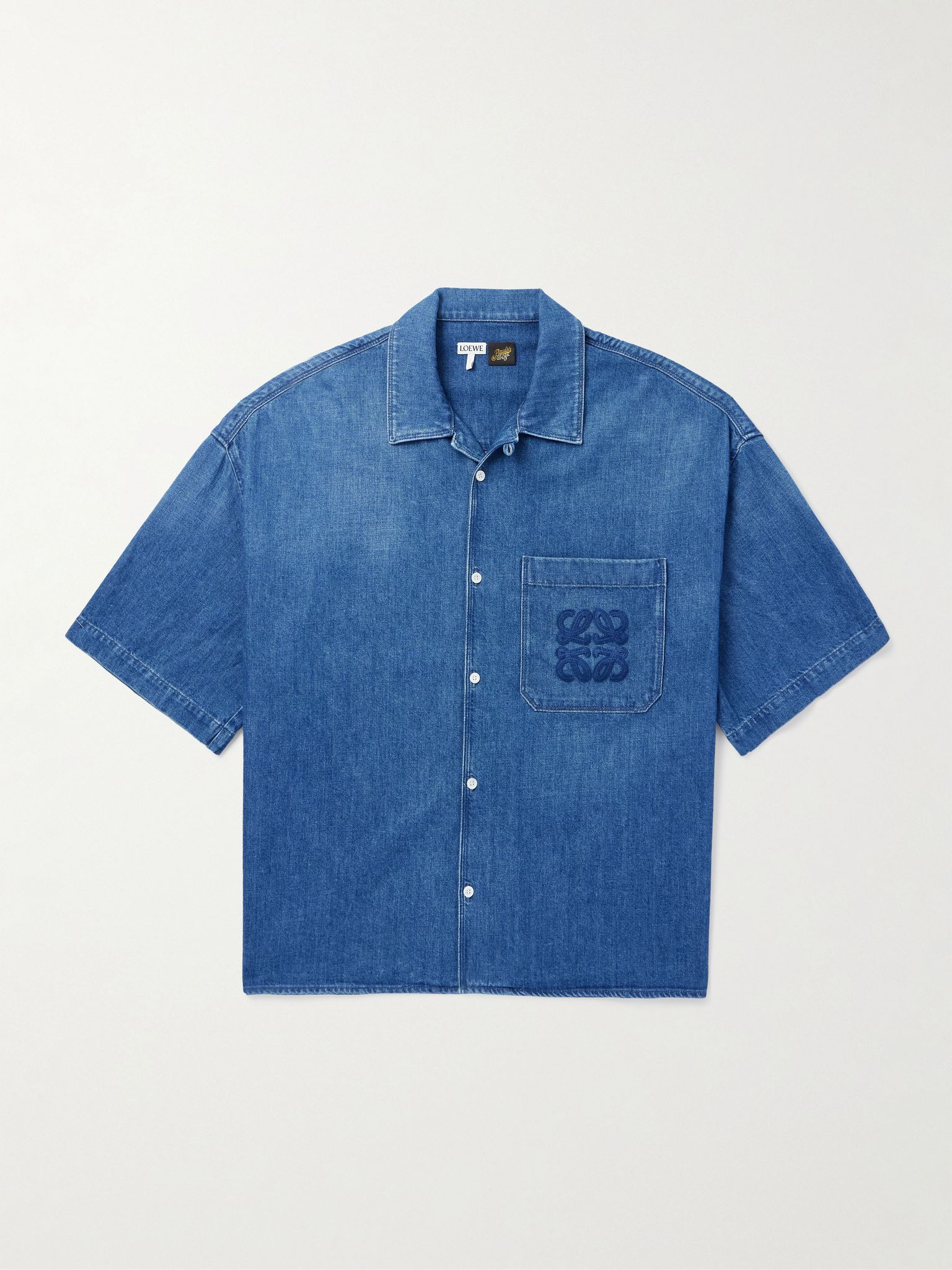 + Paula's Ibiza Logo-Embroidered Denim Shirt Light blue - 1