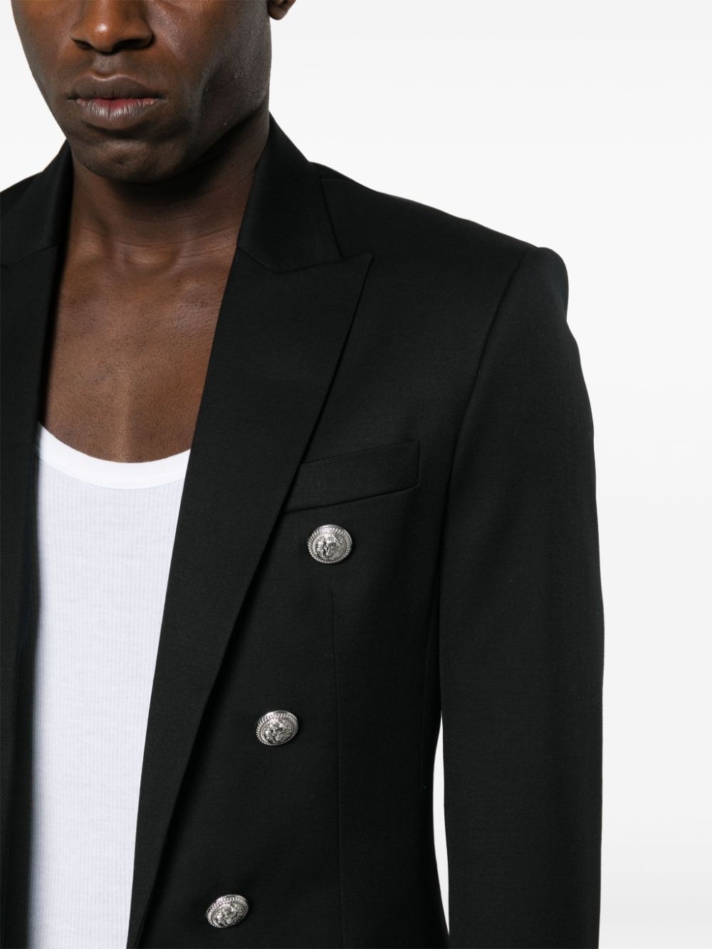 embossed-button wool blazer - 5