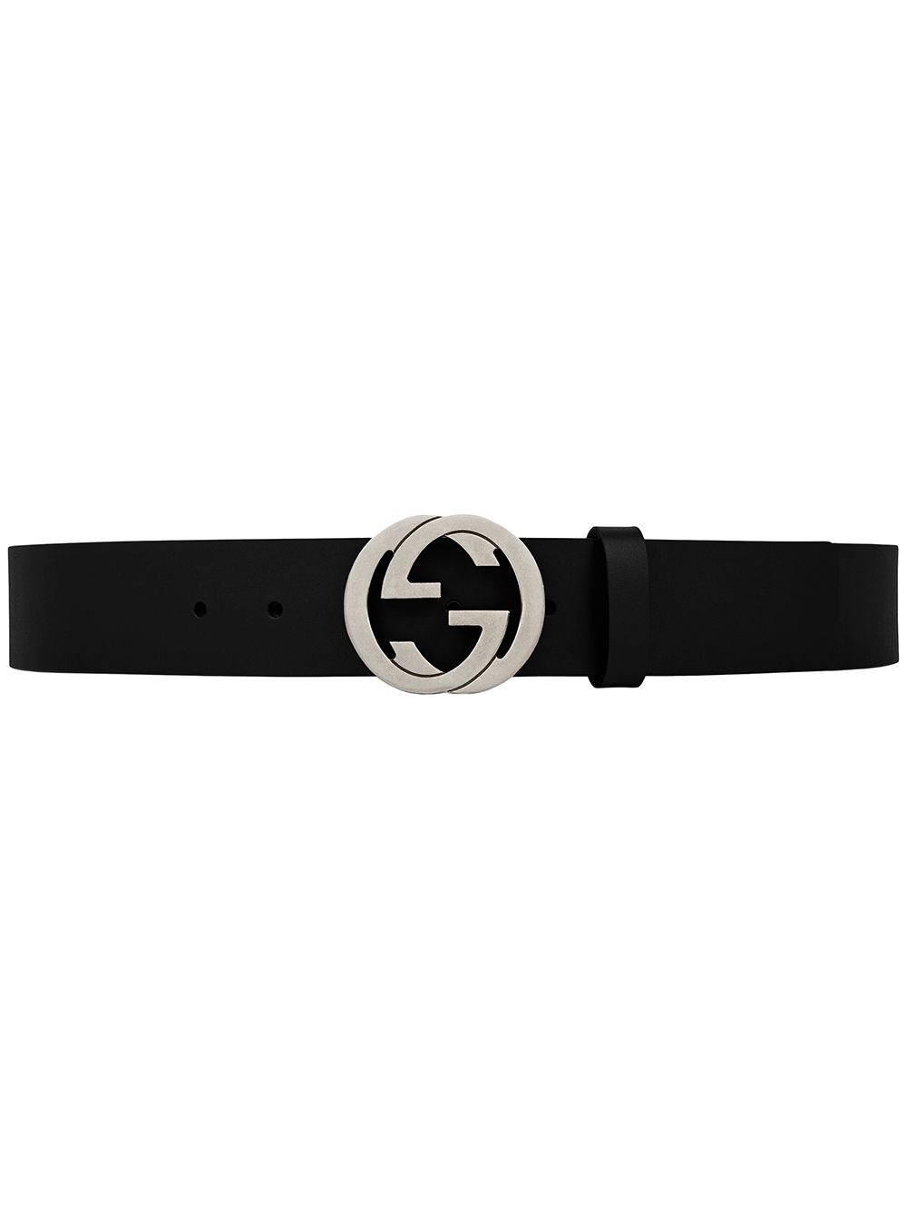 Leather belt with interlocking G buckle - 1