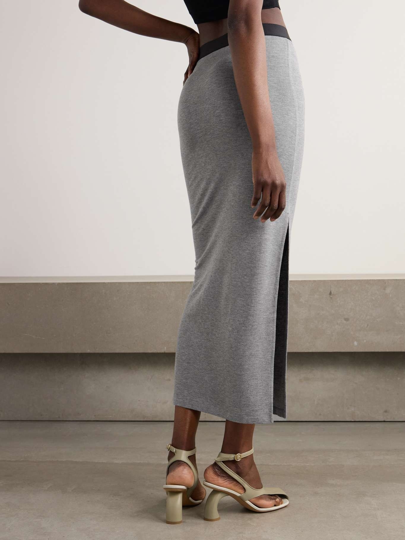 LOEWE スカート s359y1hx05 Loewe Jersey midi skirt Gray | REVERSIBLE