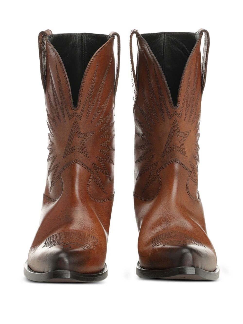 star-embroidered leather boots - 4