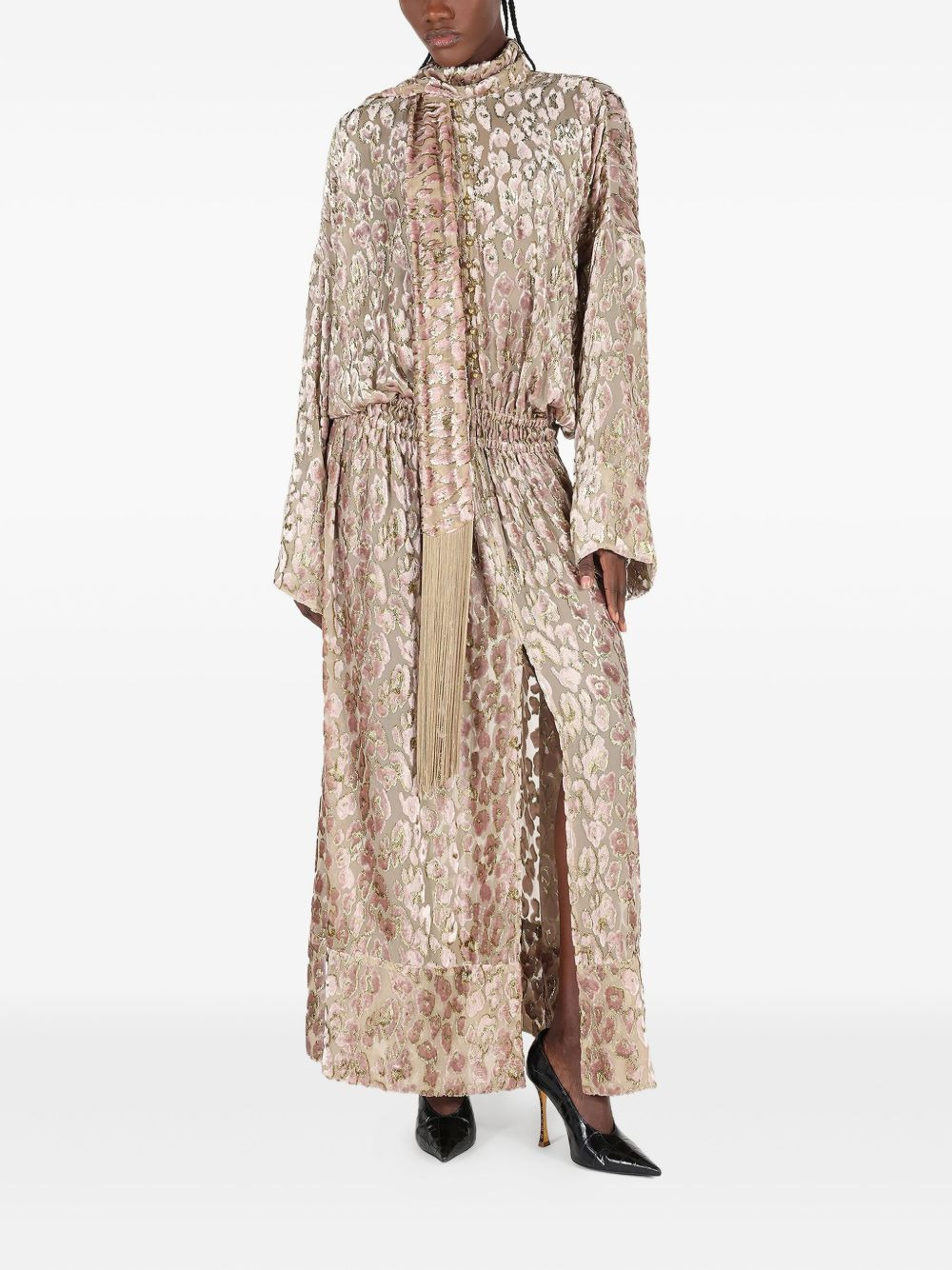 animal-print tassel maxi day dress - 2