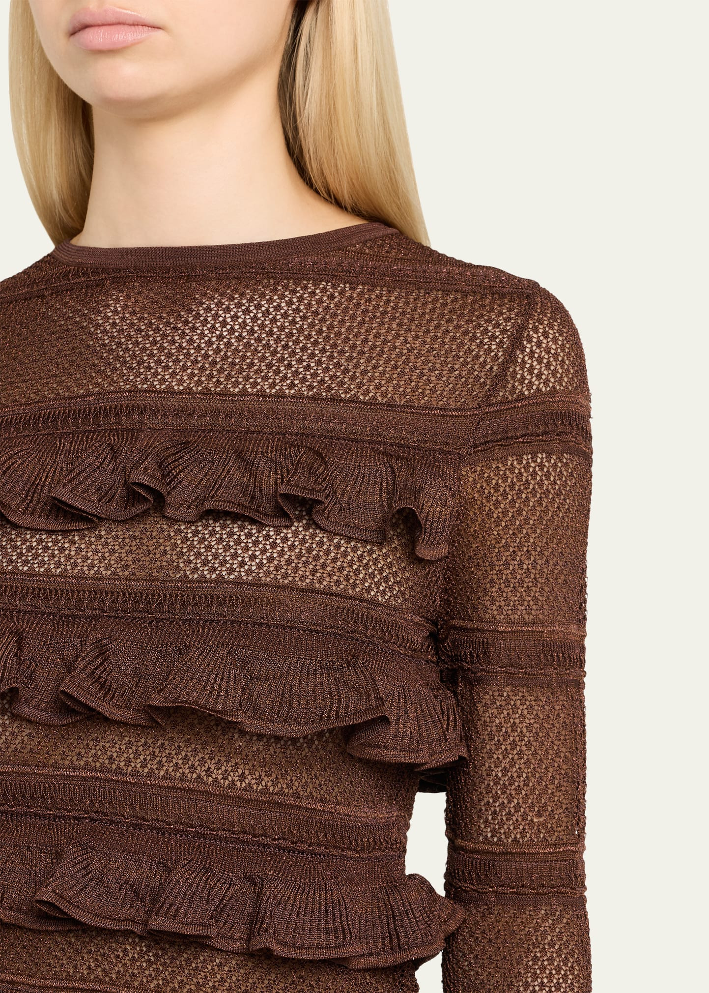 Long-Sleeve Lace Frill Top - 5