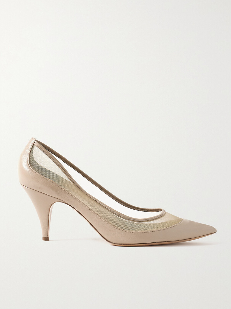 River Iconic Mesh-trimmed Patent-leather Pumps 1
