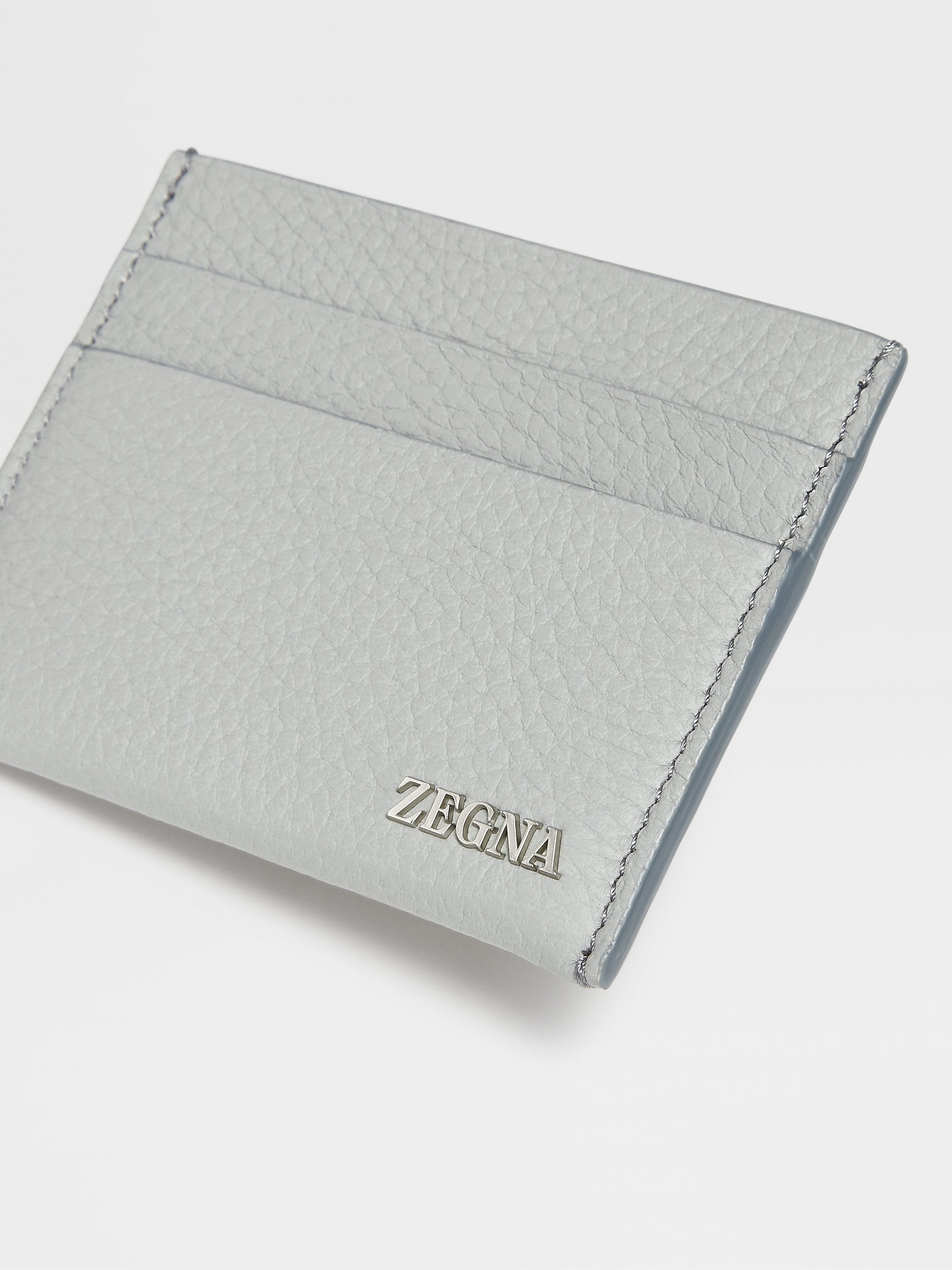 GREY MÉLANGE DEERSKIN SIMPLE CARD CASE - 5