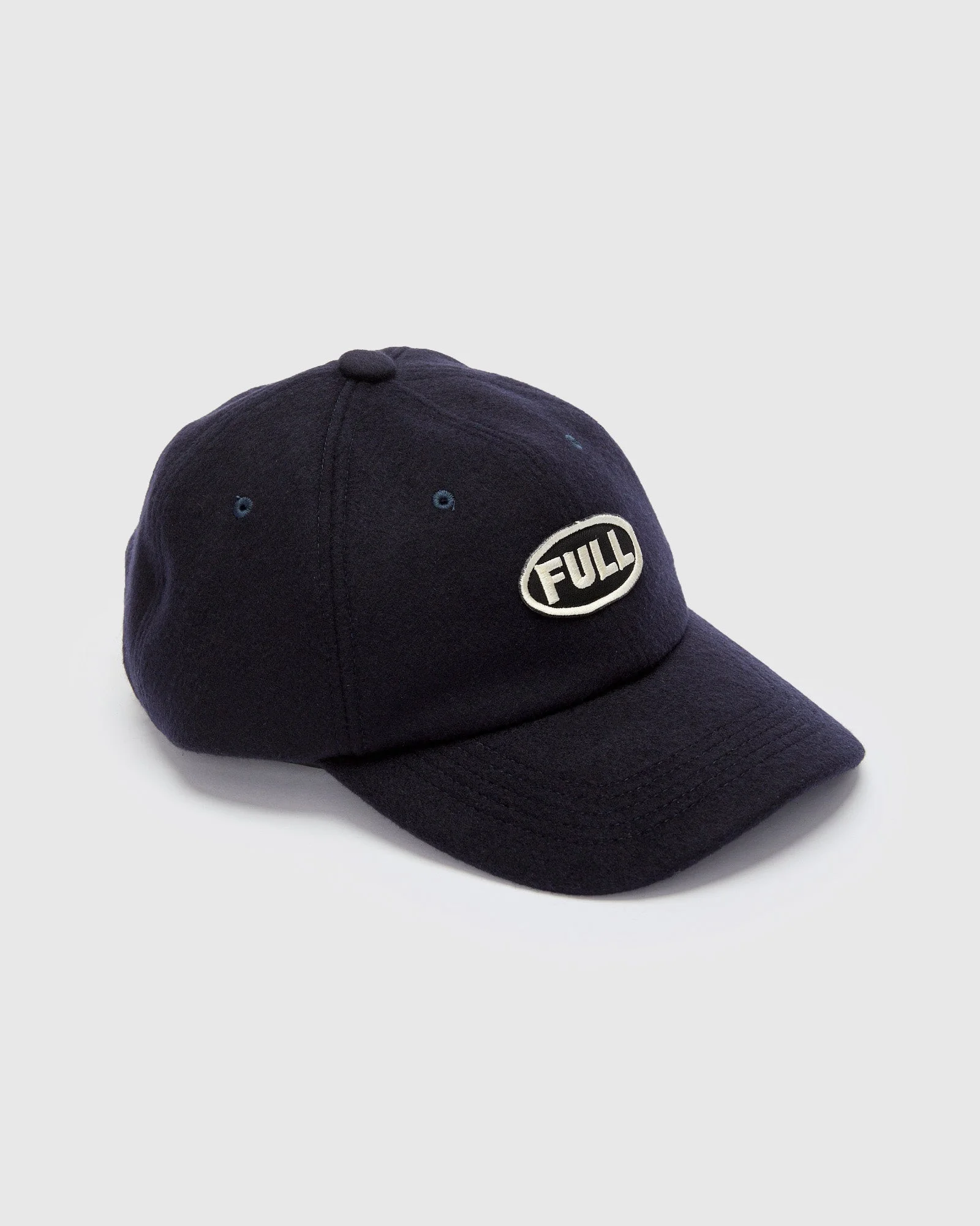 Melton Wool Patch Baseball Cap in Navy - 1