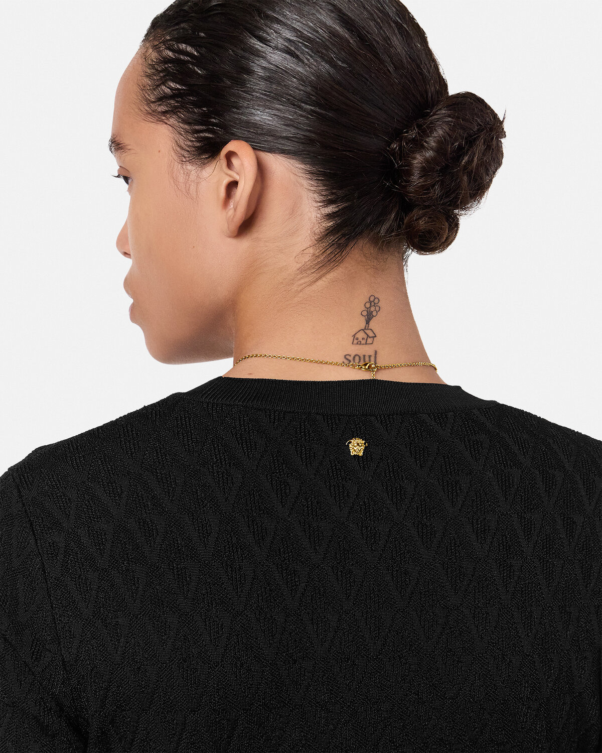 V Allover Jacquard Fitted Knit T-Shirt - 3