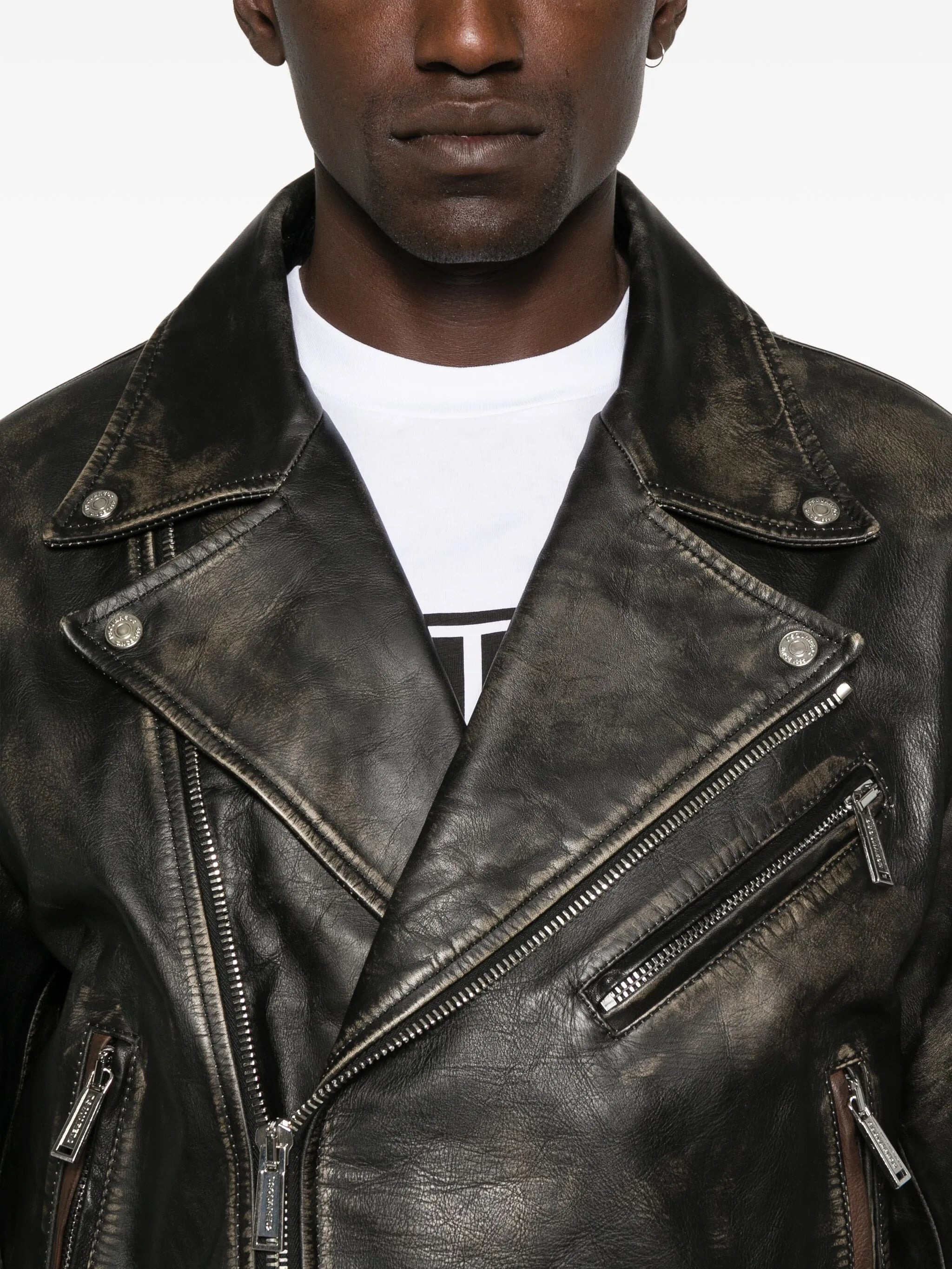 Dsquared2 Belted Leather Biker Jacket - 3