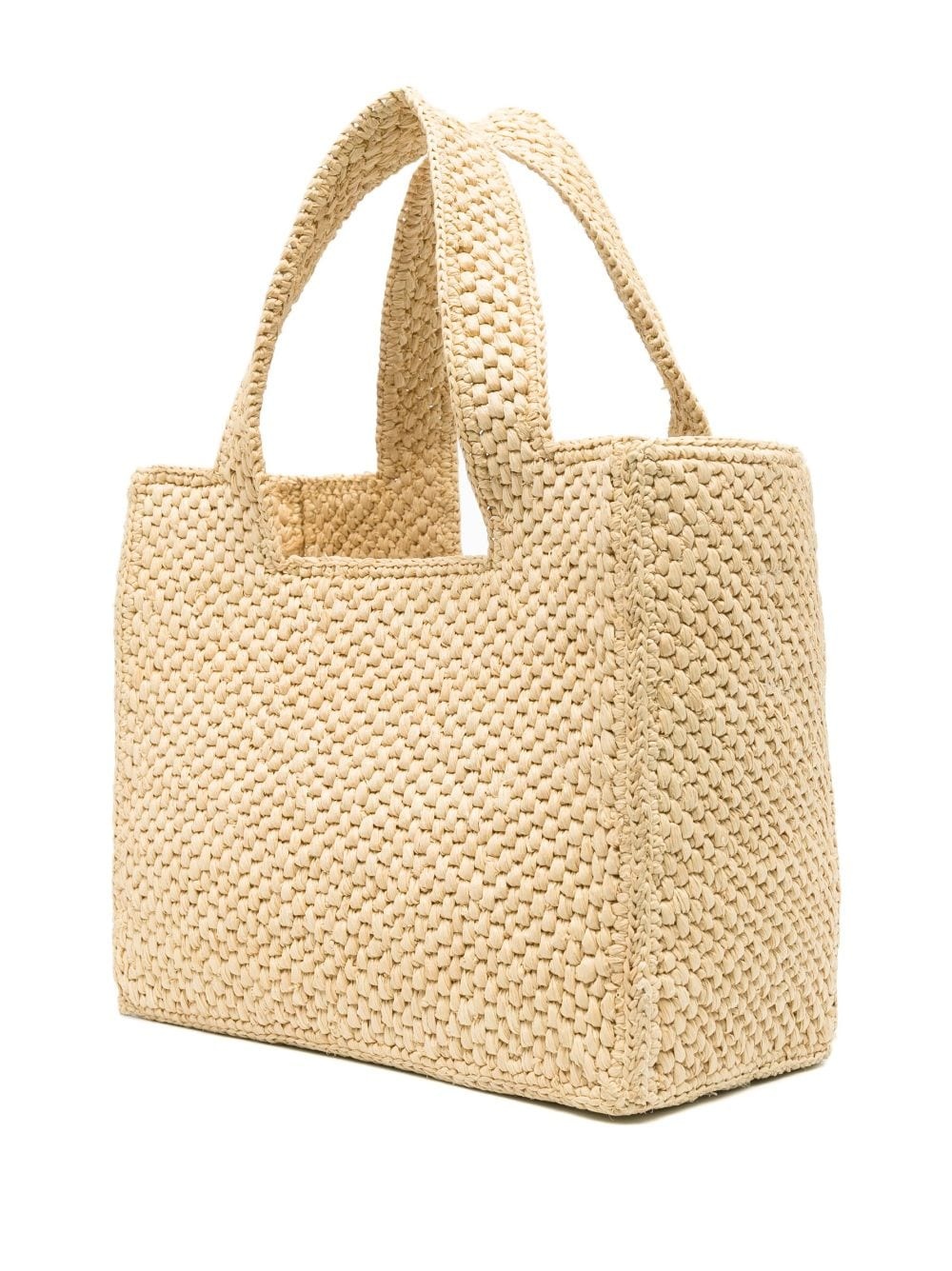 logo-embroidered raffia tote bag - 4