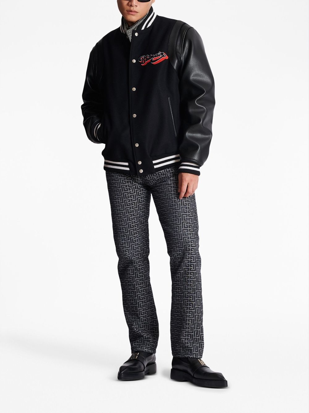 logo-patch virgin wool bomber jacket - 2