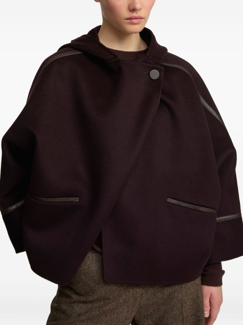 hooded leather-trimmed jacket 1