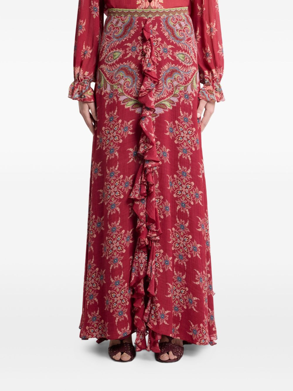 paisley-print high-rise skirt - 4