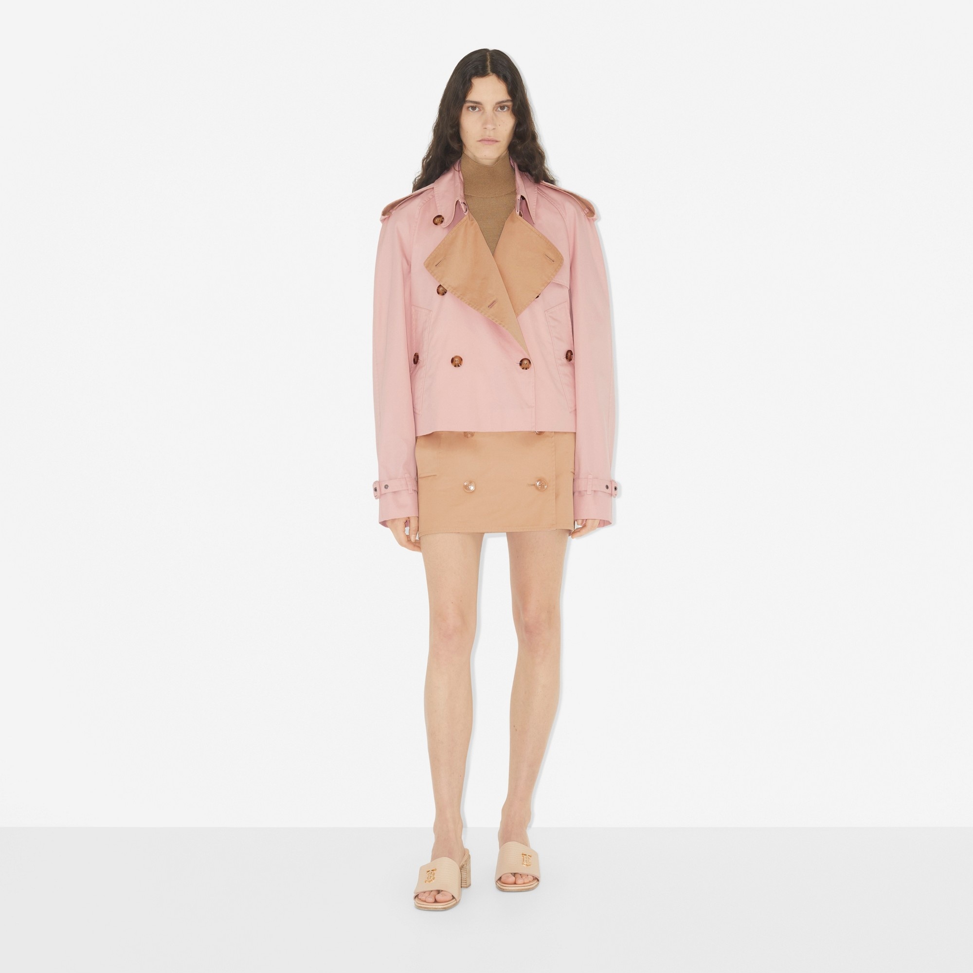 Cotton Gabardine Cropped Trench Coat - 2