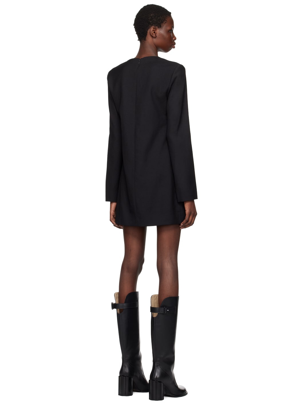 Black Virgin Wool Minidress - 3