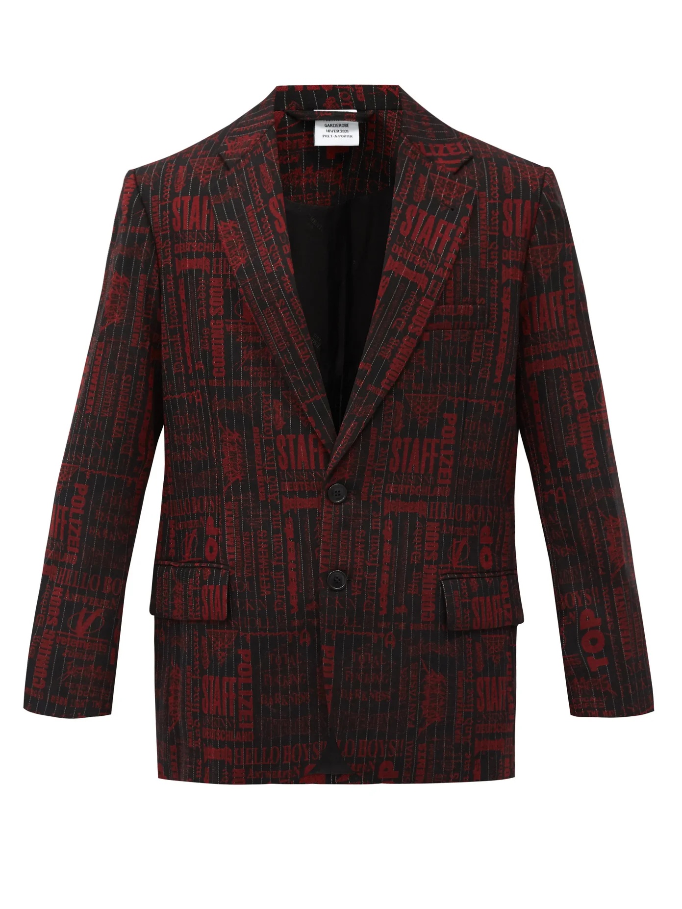 Logo-jacquard wool-blend blazer - 1