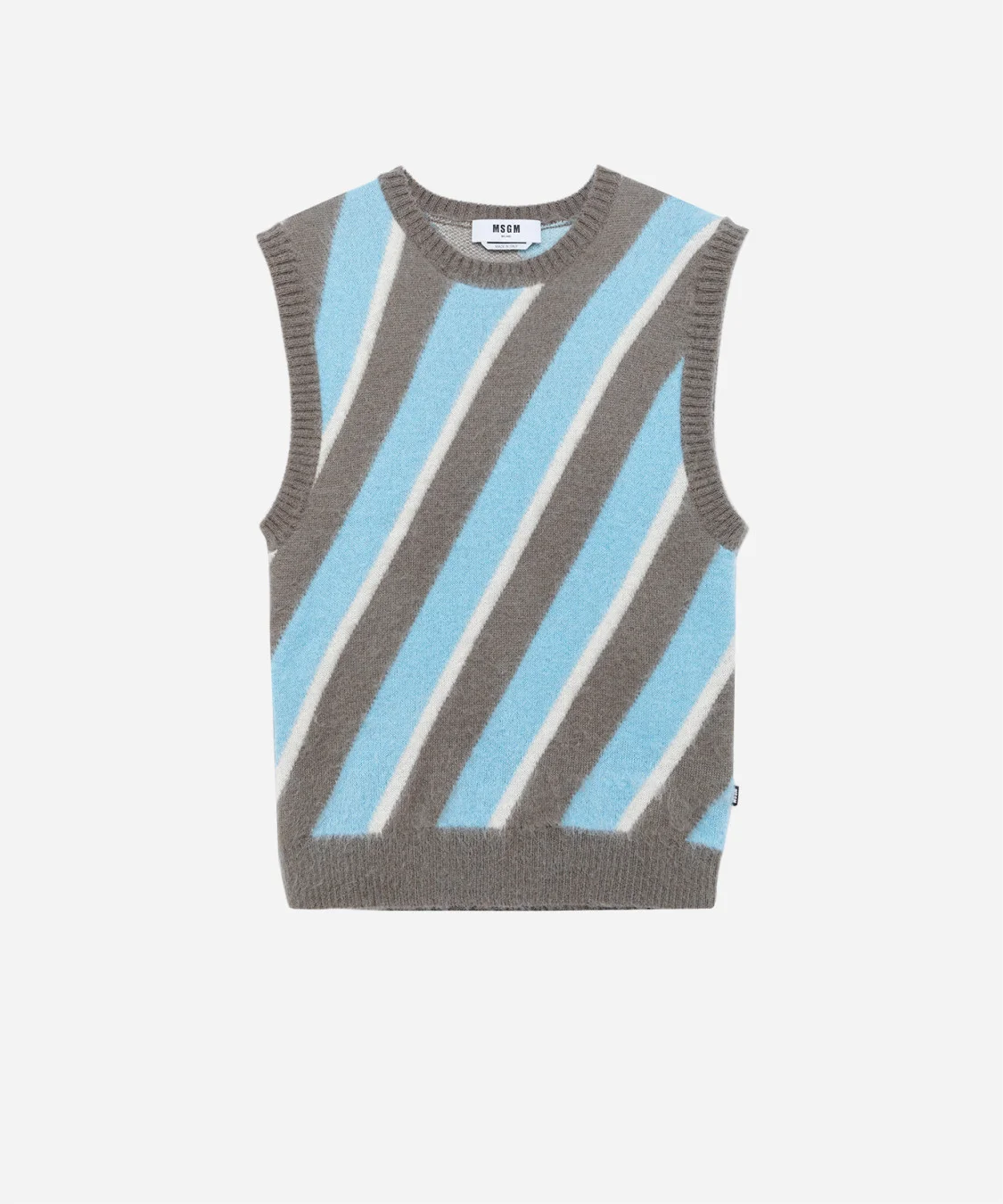 Striped mohair blend knit vest - 1