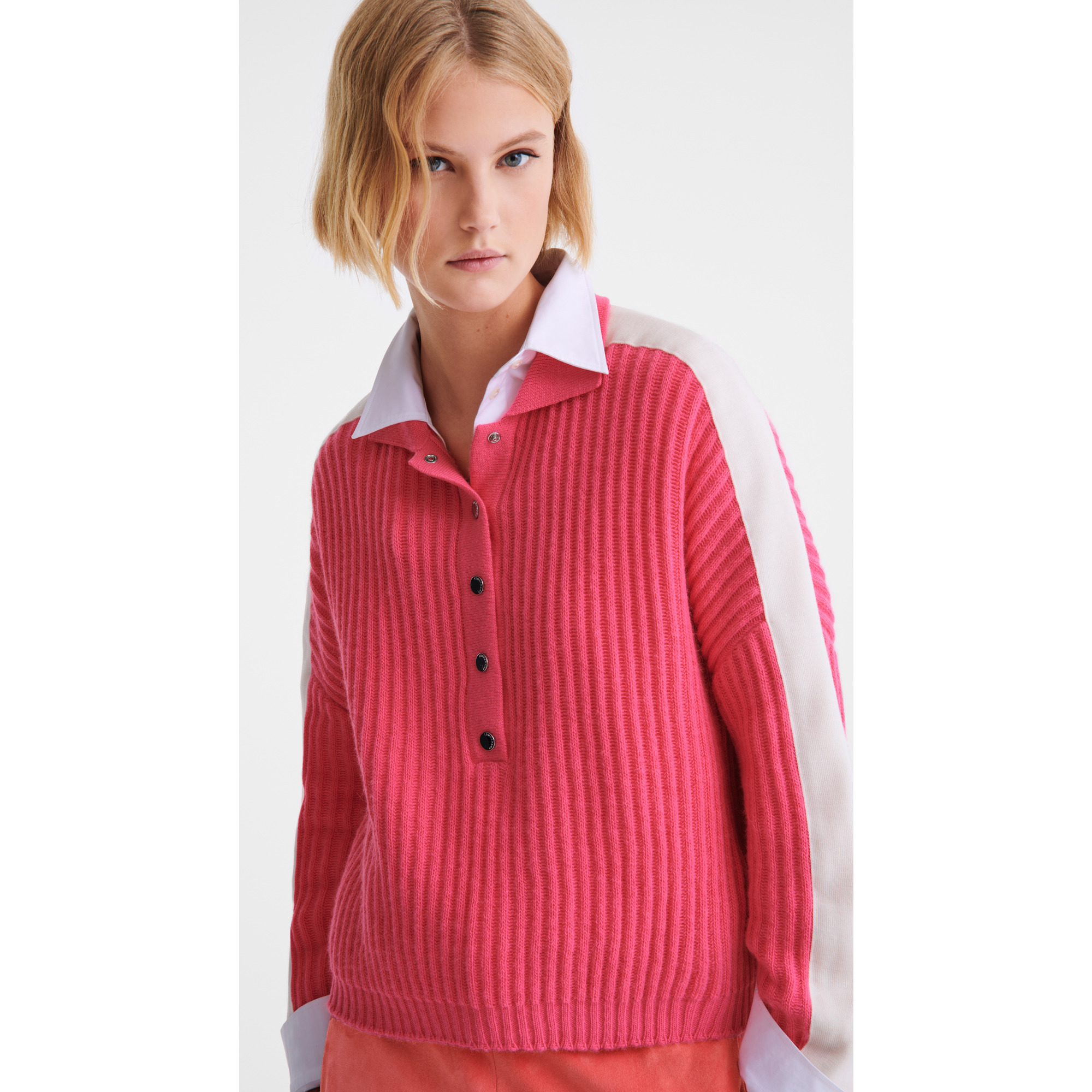 Polo collar jumper Pink - Knit - 5