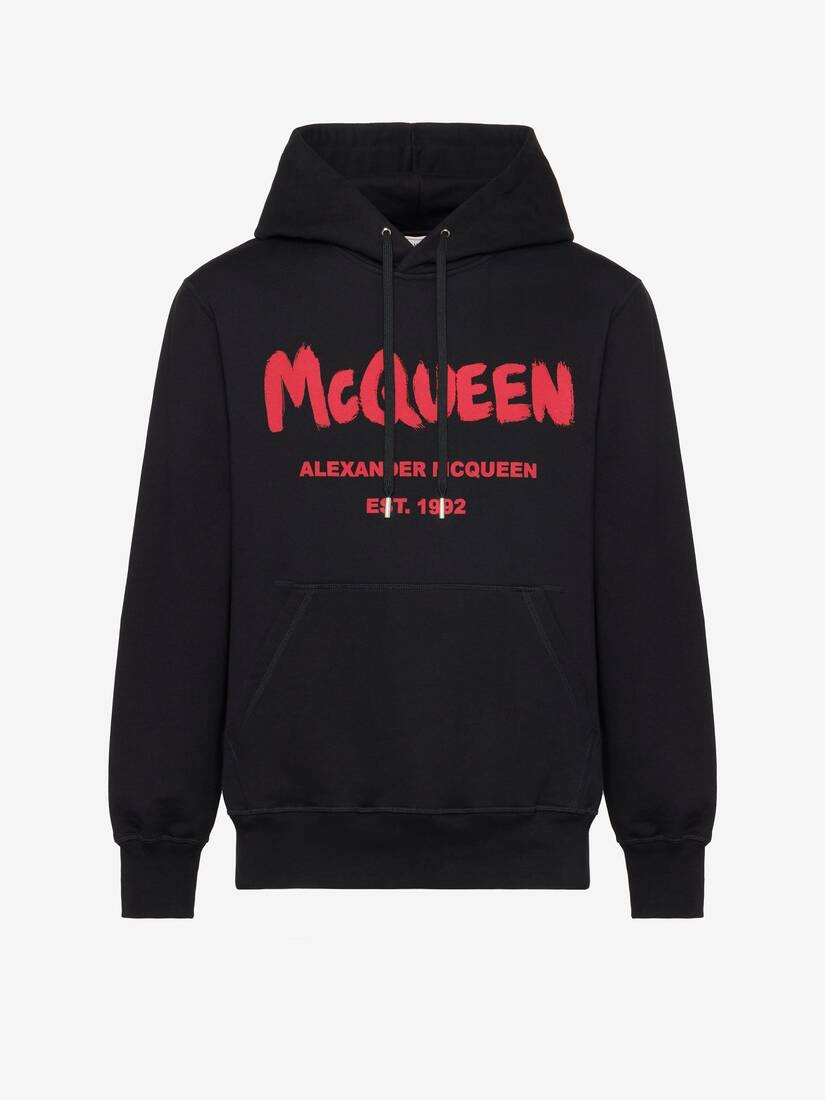 Men's McQueen Graffiti Hooded Sweatshirt in Black - 2