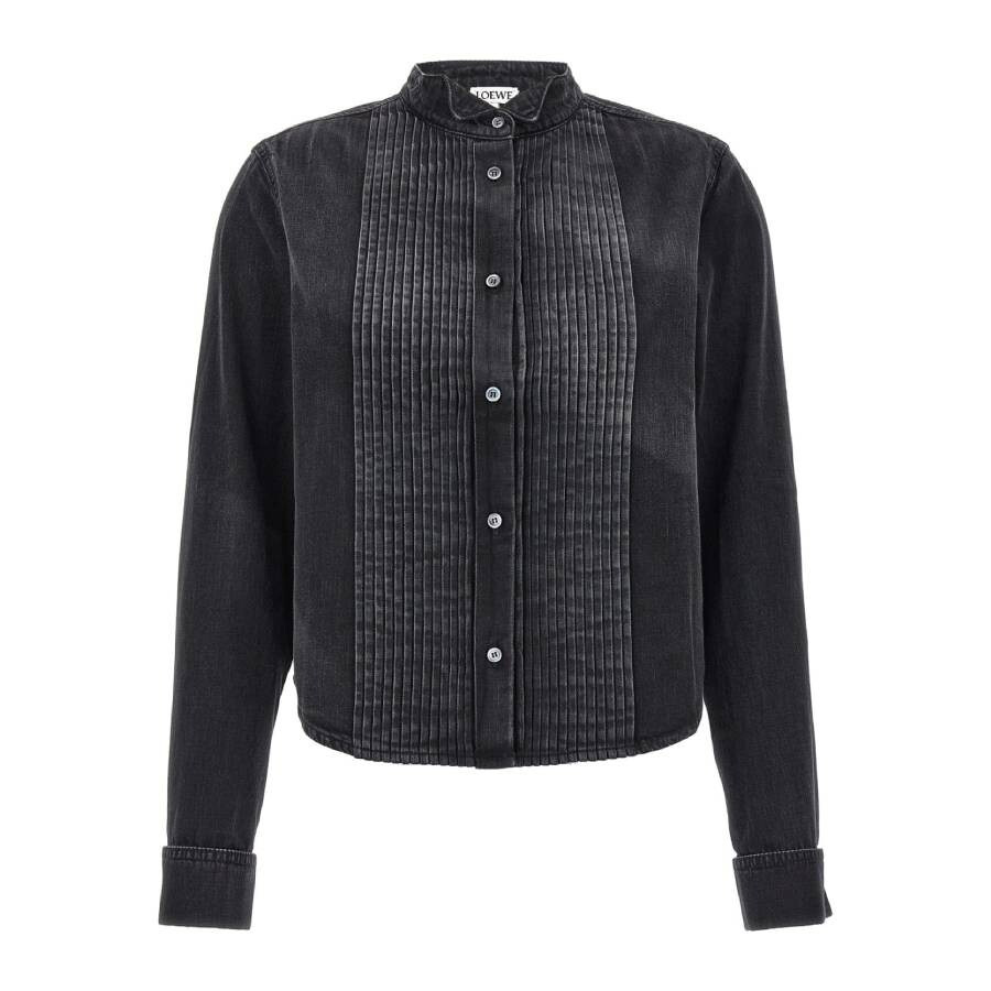 Loewe Pleated Wingtip Collar Denim Shirt - 5