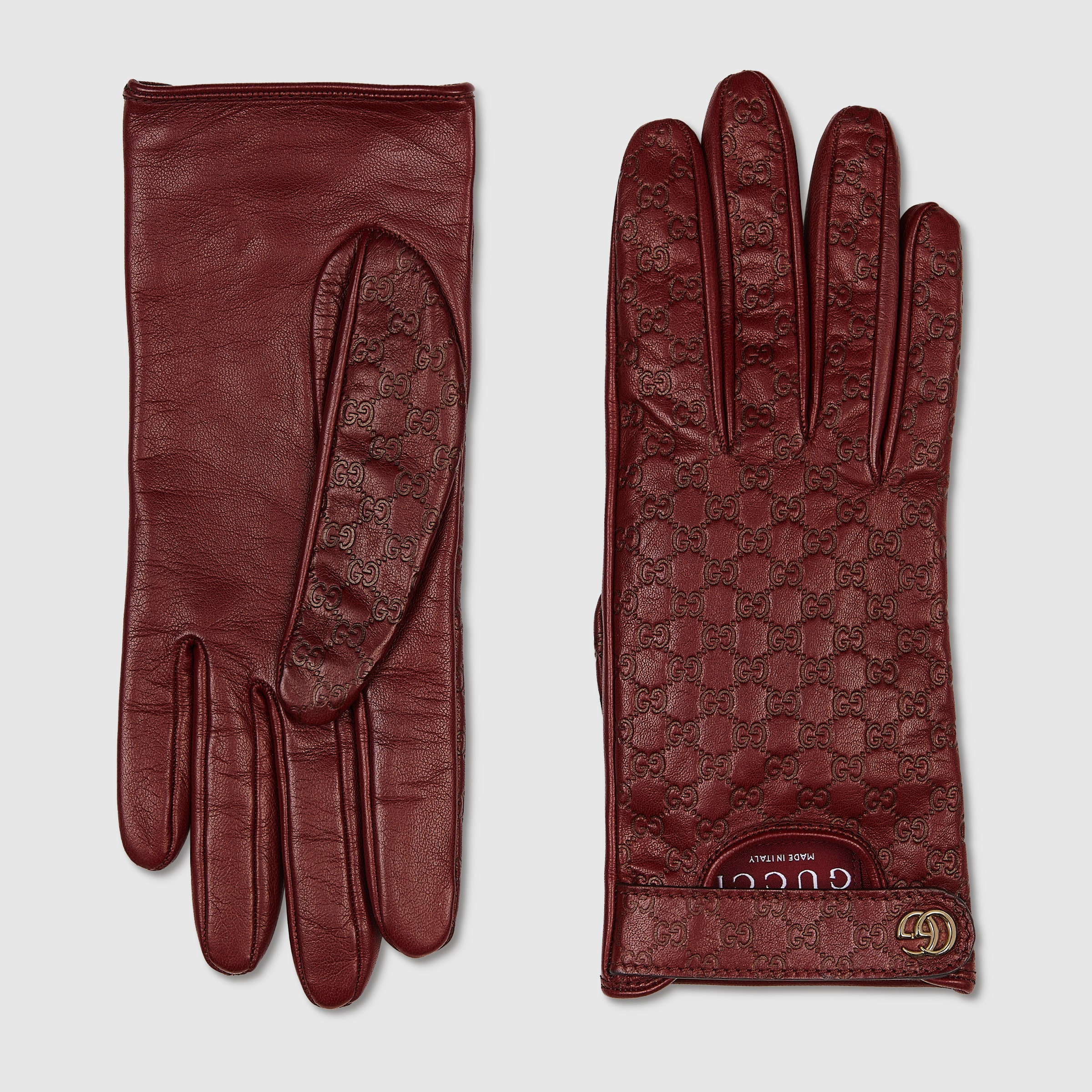 GG leather gloves with Double G - 1