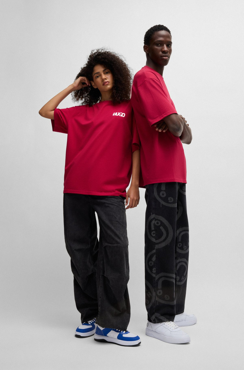 HUGO COTTON-JERSEY T-SHIRT WITH HAPPY HUGO LOGO outlook