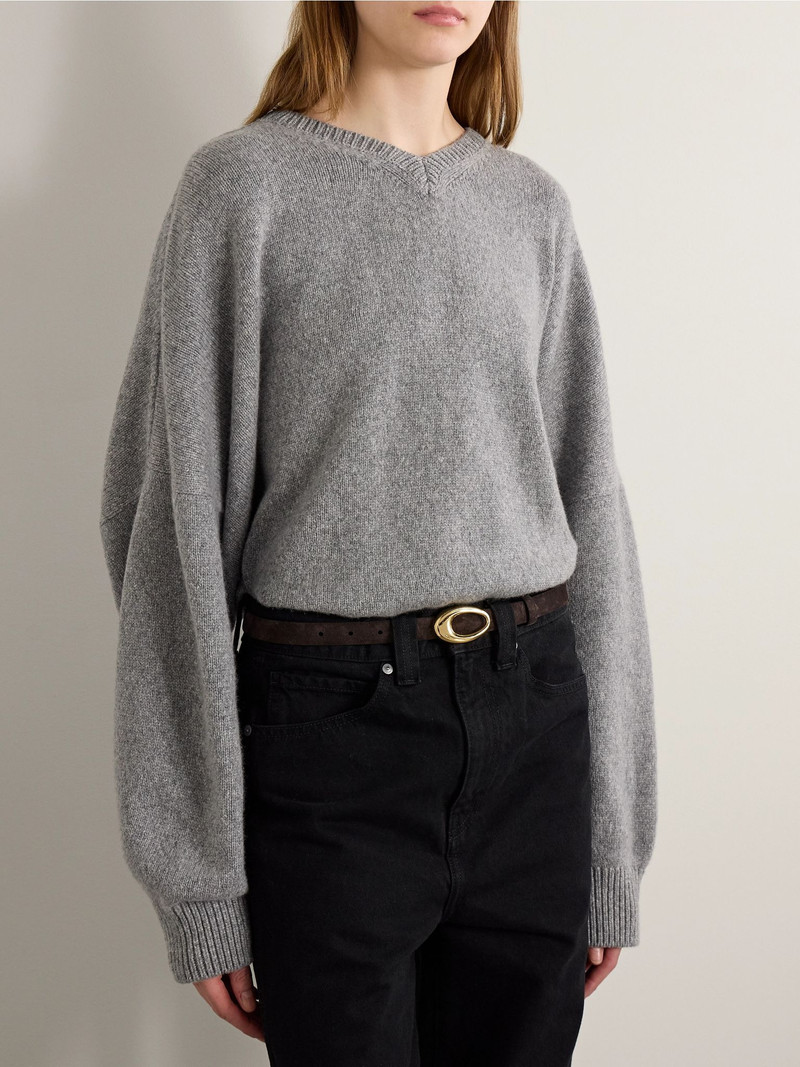 KHAITE Olivia suede belt Chocolate outlook