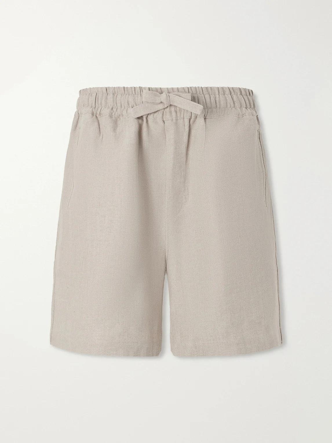 Straight-Leg Linen Drawstring Shorts - 1
