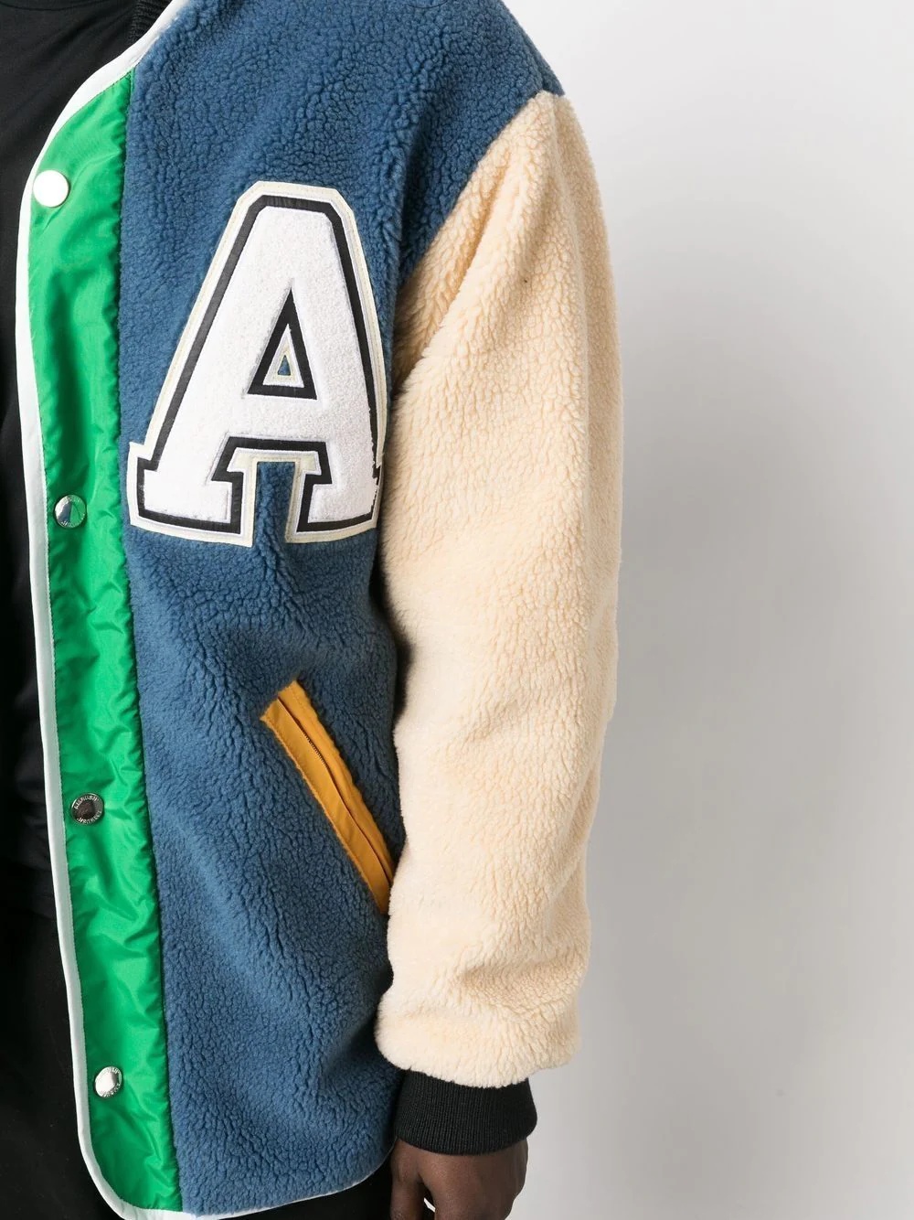 logo-patch fleece liner varsity jacket - 5