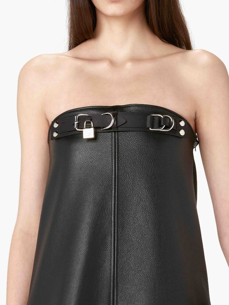 PADLOCK STRAP RUFFLED LEATHER BUSTIER DRESS 5