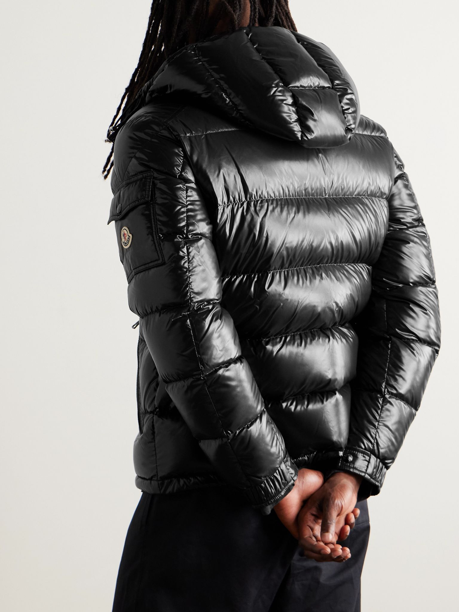 Maya Logo-Appliquéd Quilted Shell Hooded Down Jacket Black - 3
