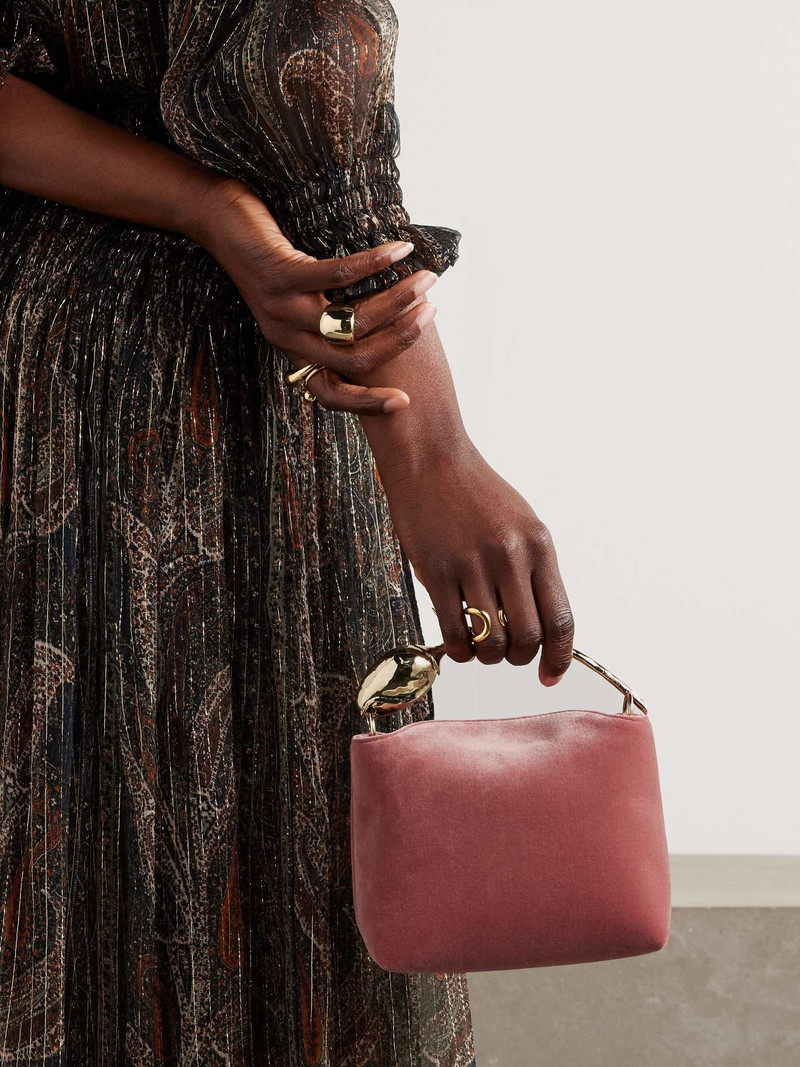Erdem Bloom mini velvet shoulder bag Antique rose outlook