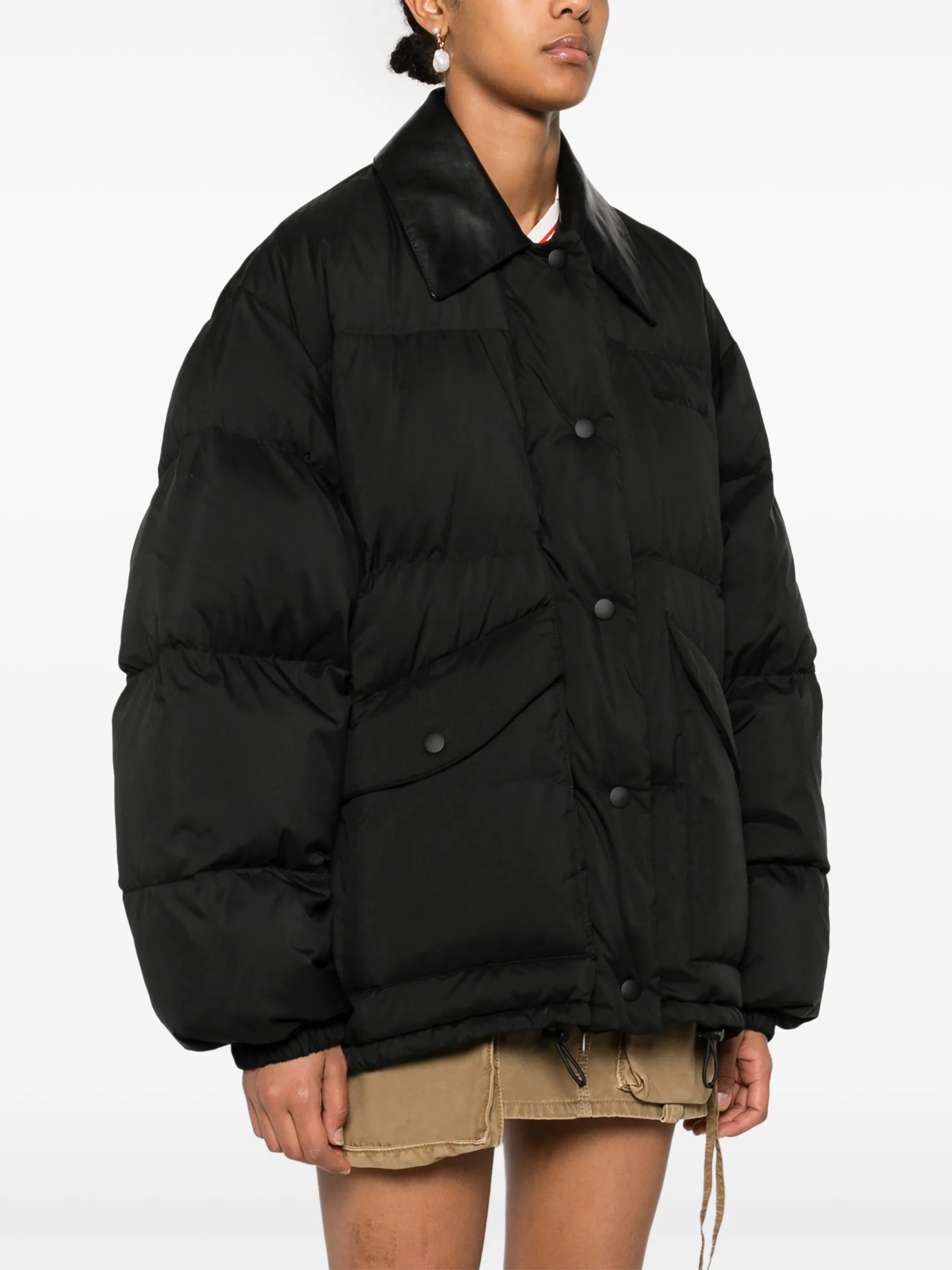 ダウンジャケット・コート Miu Miu Black Cotton Down Jacket Miu Miu Miu Miu Allover Logo Printed Down Jacket - Coats