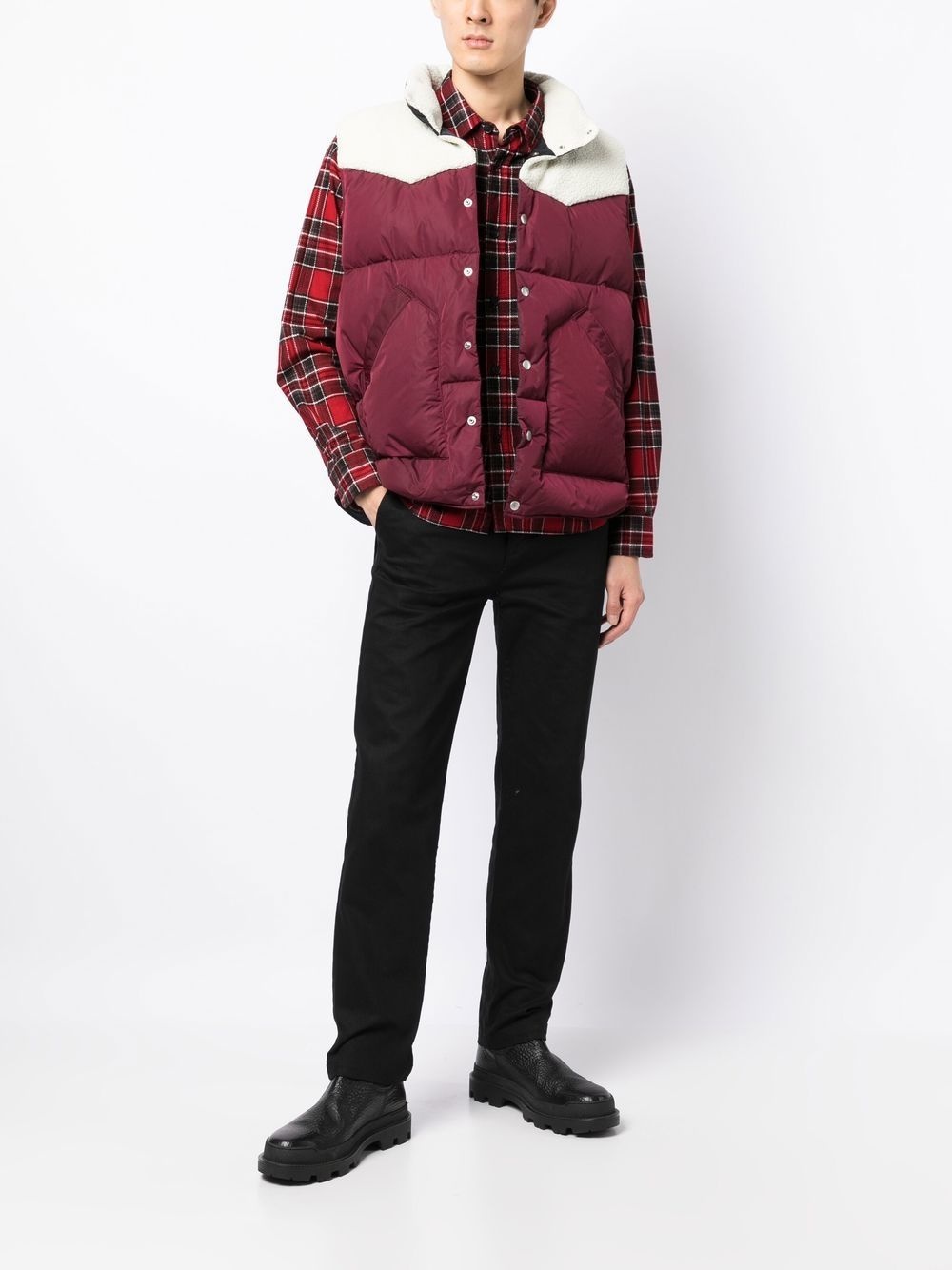 colour-block padded down gilet - 2